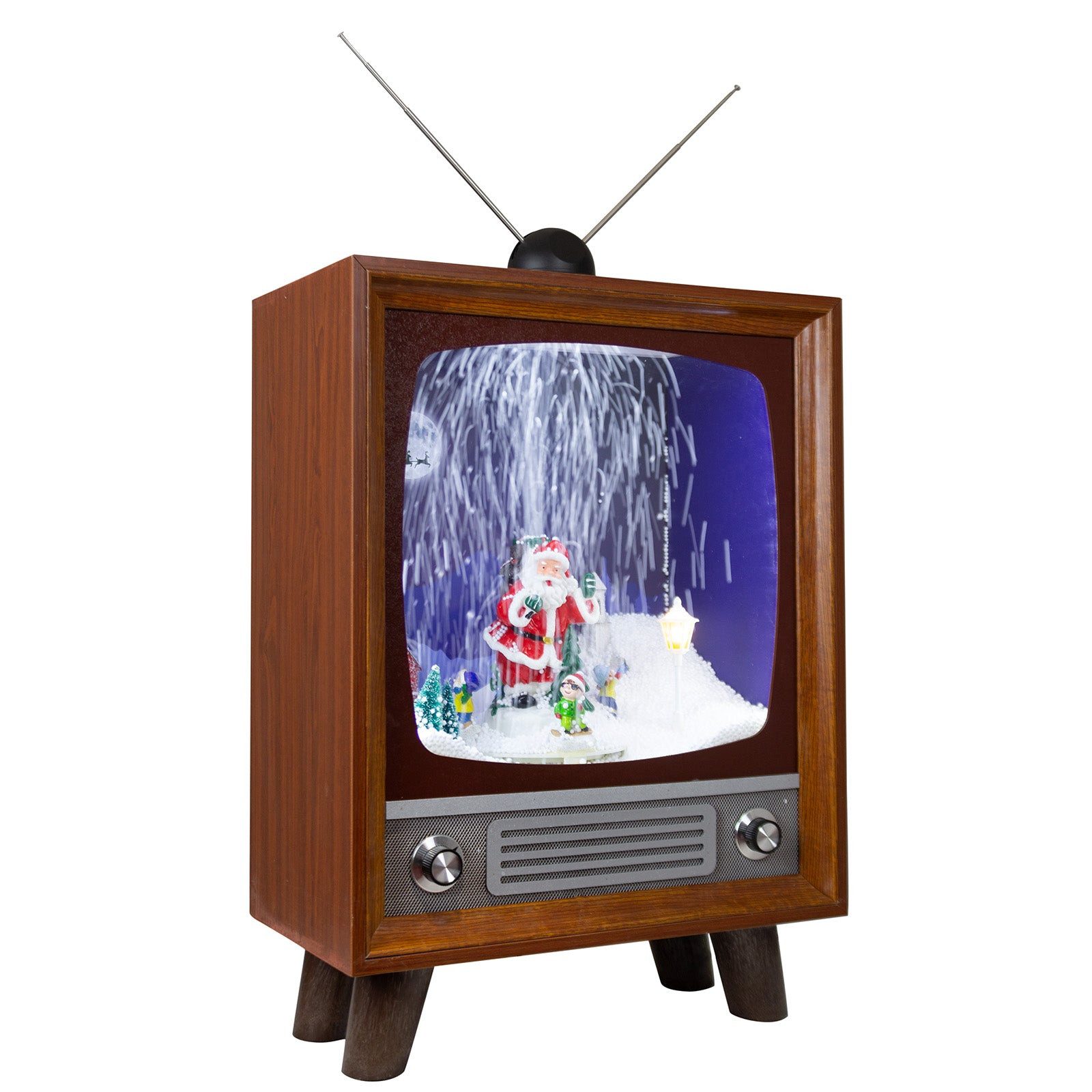 Christmas Paradise LED Laterne TV Fernseher 54 cm, Weihnachtsdeko, zuschaltbare Weihnachtsmusik, LED, warmweiß, schneit im Inneren, braun