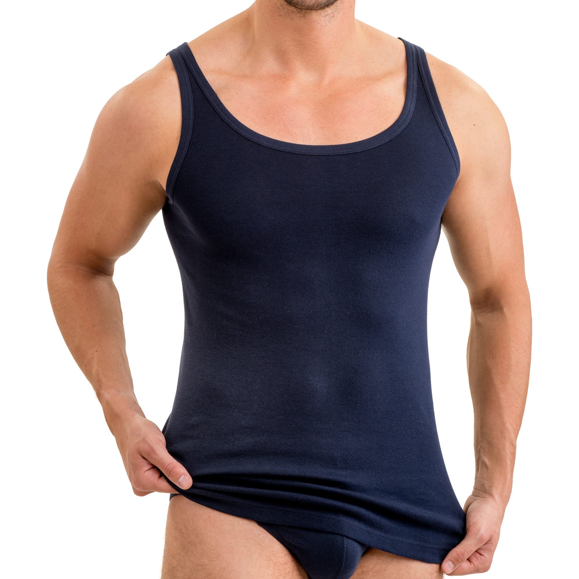 HERMKO Unterhemd 3000 (Pack, 3er) 100 % Bio Baumwolle Tank Top Basic Feinripp hergestellt in EU