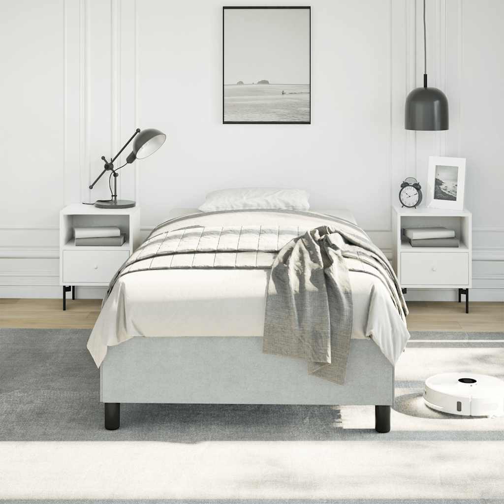 vidaXL Bett Bettgestell ohne Matratze Hellgrau 100x203 cm Twin XL Samt – Bild 3 von 5