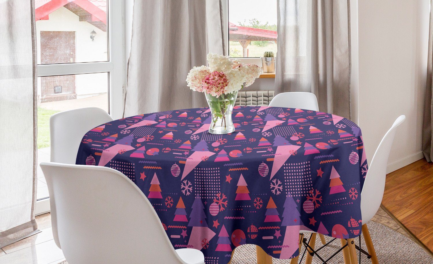 Tischdecke Dekoration, Weihnachten Shapes Tischdecke Küche Geometrisch Kreis Abakuhaus für Abdeckung Themed Esszimmer