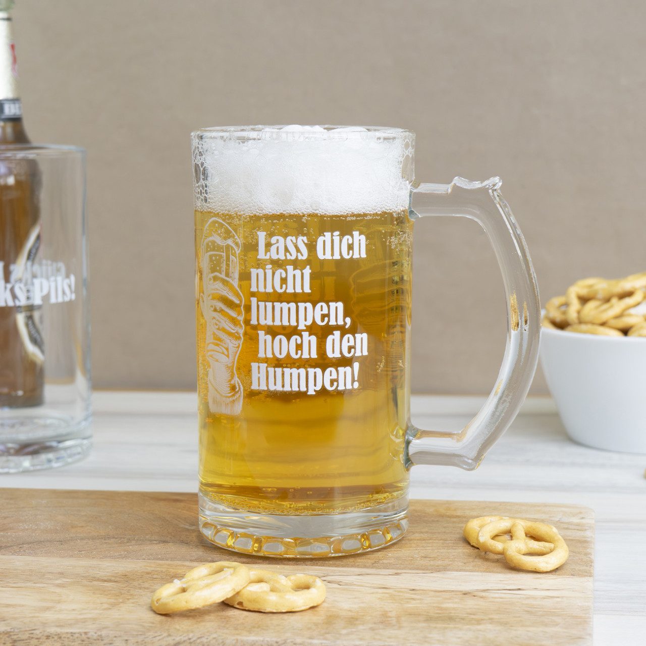 Geda Labels GmbH Bierglas Lass dich nicht Lumpen, 1-tlg., Glas, Klar, 500ml, in Geschenkverpackung – Bild 2 von 3