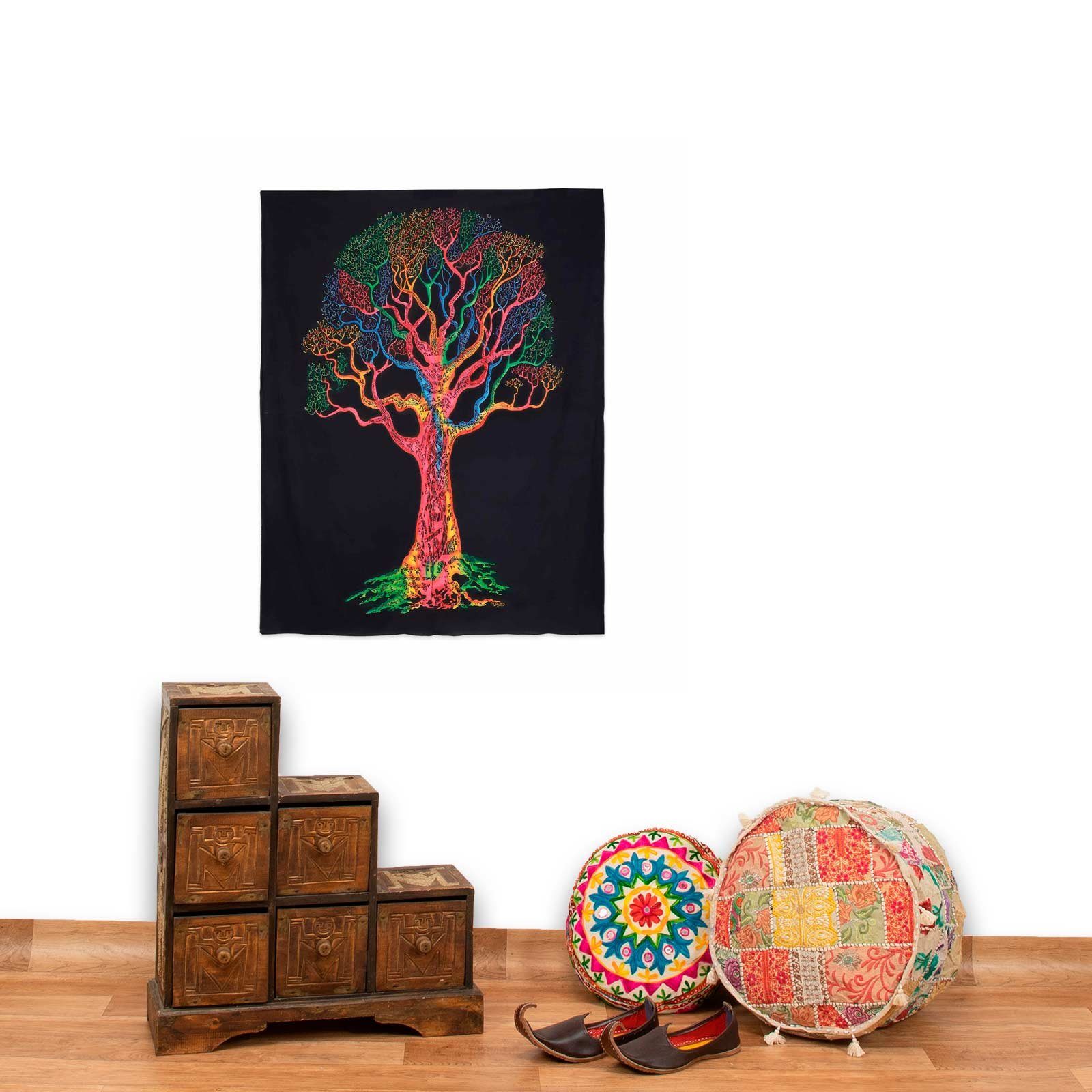 KUNST UND MAGIE Wandteppich Wandbehang Poster Dekotuch Wandteppich bunter Baum Poster ca 105x73 cm