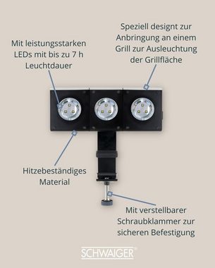 Schwaiger Grilllampe 658163, 90° neigbar, kann zur Vergrößerung der Leuchtfläche auseinandergezogen werden, SMD LED, 90° neigbar, IP20