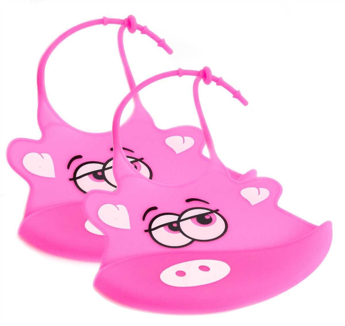 Lantelme Lätzchen Babylätzchen rosa mit Motiv, (2-St), mit Tasche, Silikon, Unizise | Lätzchen