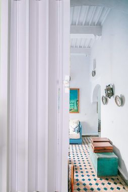 Forte Falttür Falttür Luciana B 88,5 x H 202 cm weiß Schiebetür Nischentür kürzbar (1 Stück), abwaschbar und für Naßräume geeignet