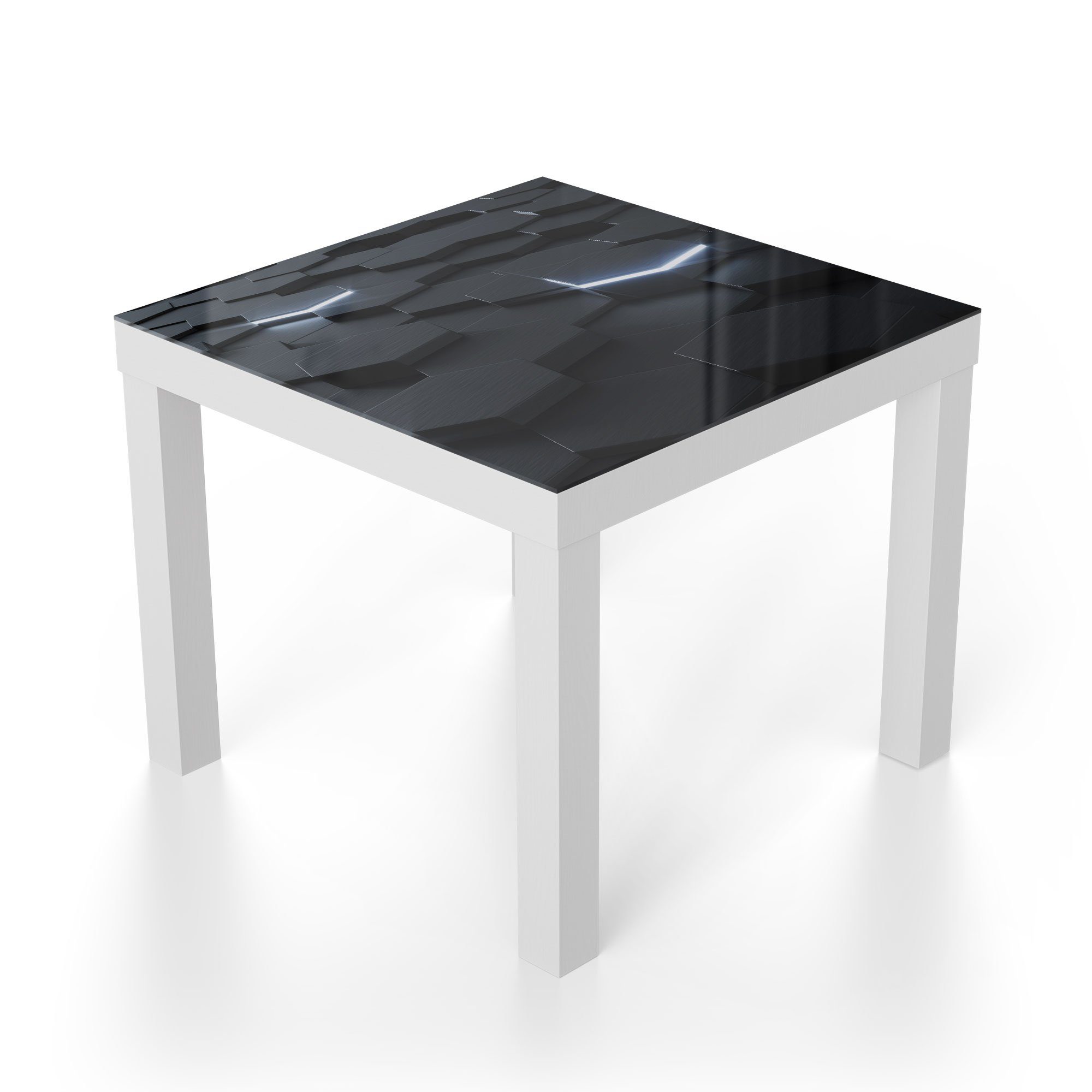 Couchtisch 'Fläche aus Beistelltisch Glas modern Weiß Sechsecken', DEQORI Glastisch