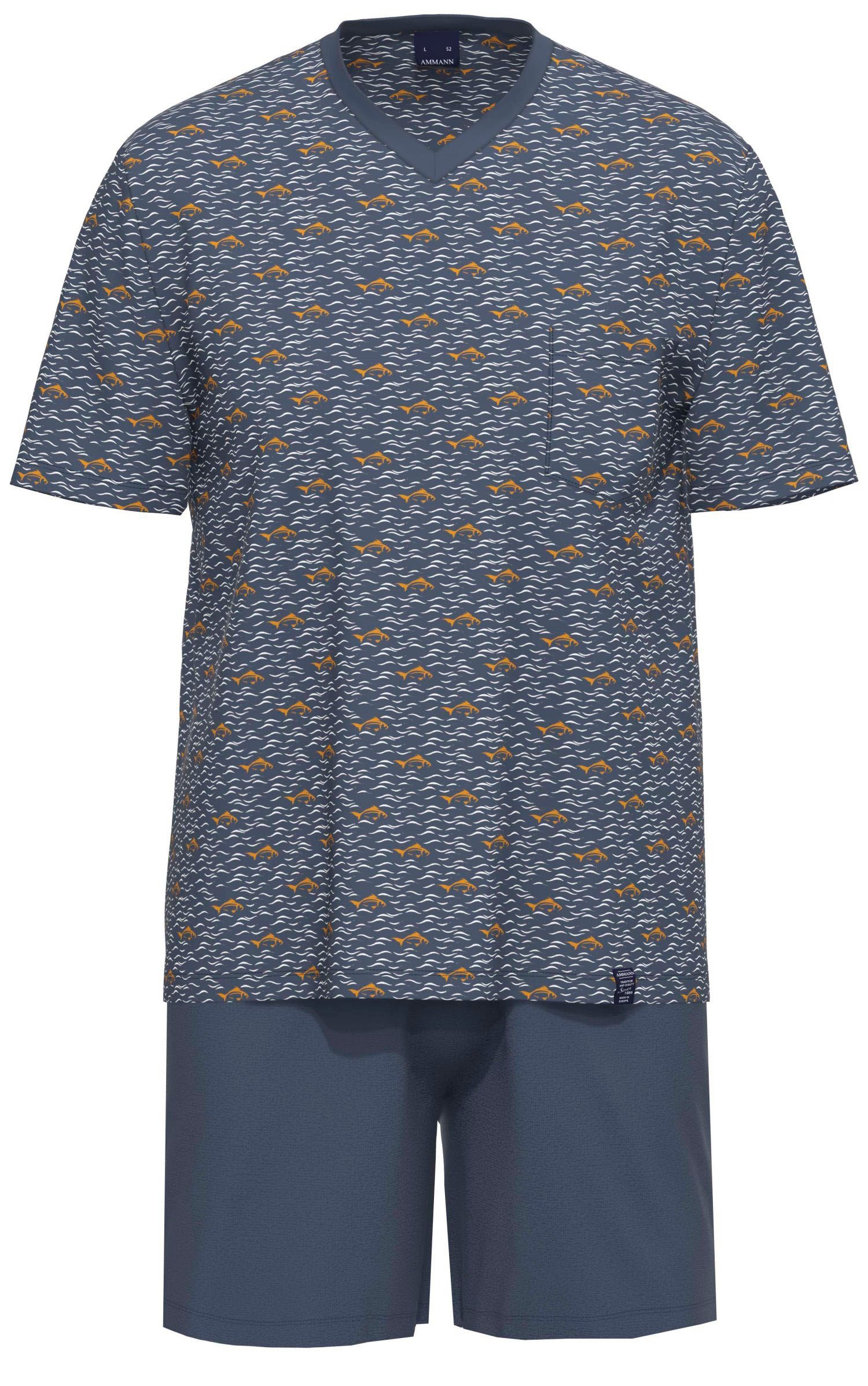 Ammann Pyjama Ammann Herren Schlafanzug (2 tlg) Baumwolle blue velvet | blau