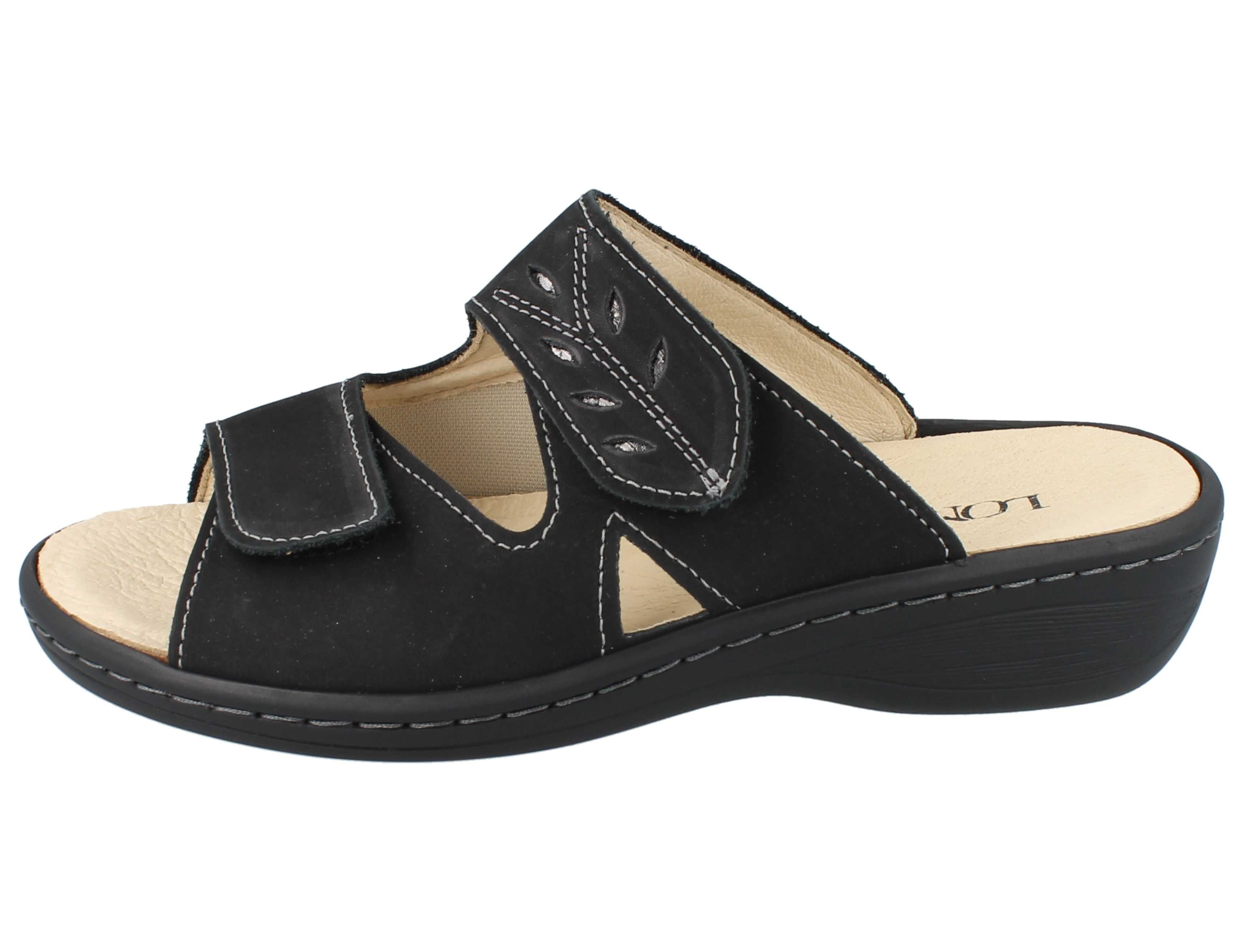 Longo LONGO Damen Pantolette schwarz Nubukleder Stretch - Größe: 41 Pantolette Wechselfußbett