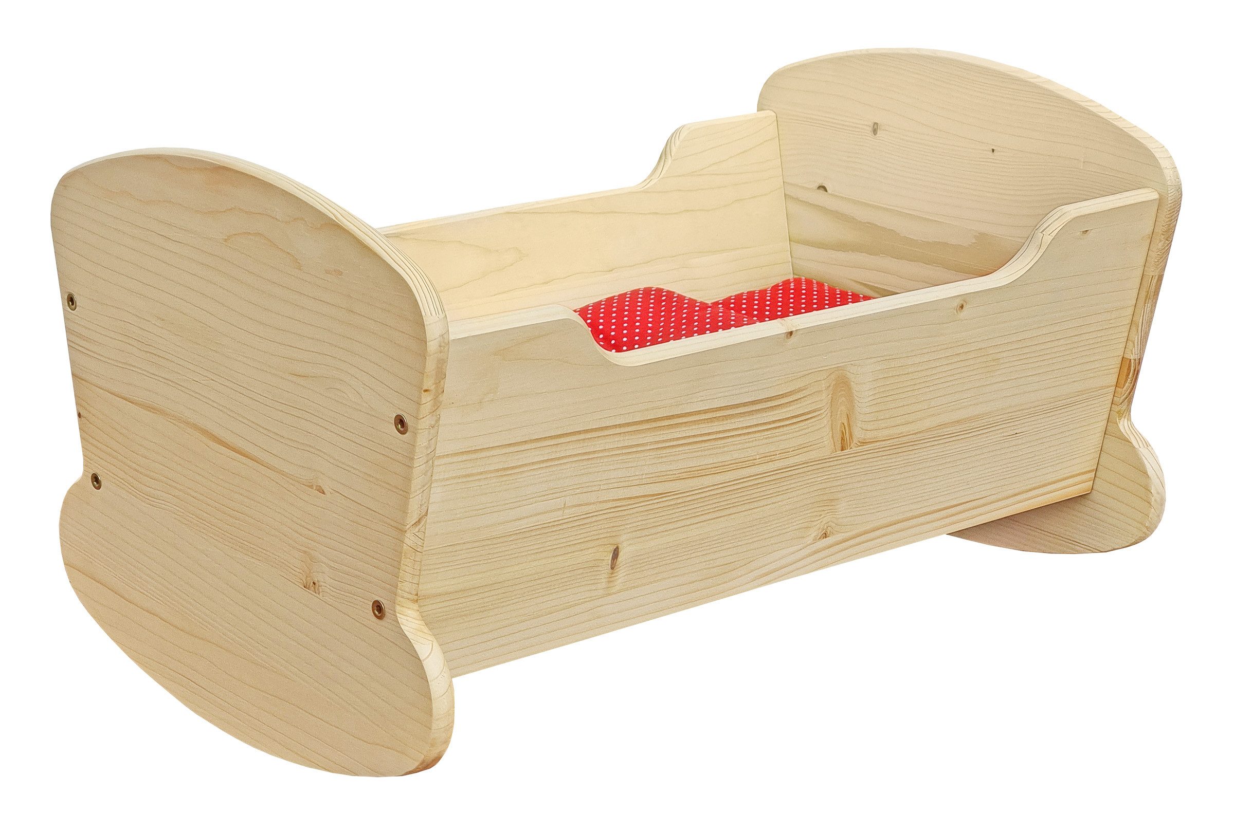 ERST-HOLZ Puppenwiege Puppen Schaukelbett Puppenwiege Holzwiege Fichte Geölt, 95-300 Puppenwiege Puppenbett Schaukelbett Massivholz Fichte geölt