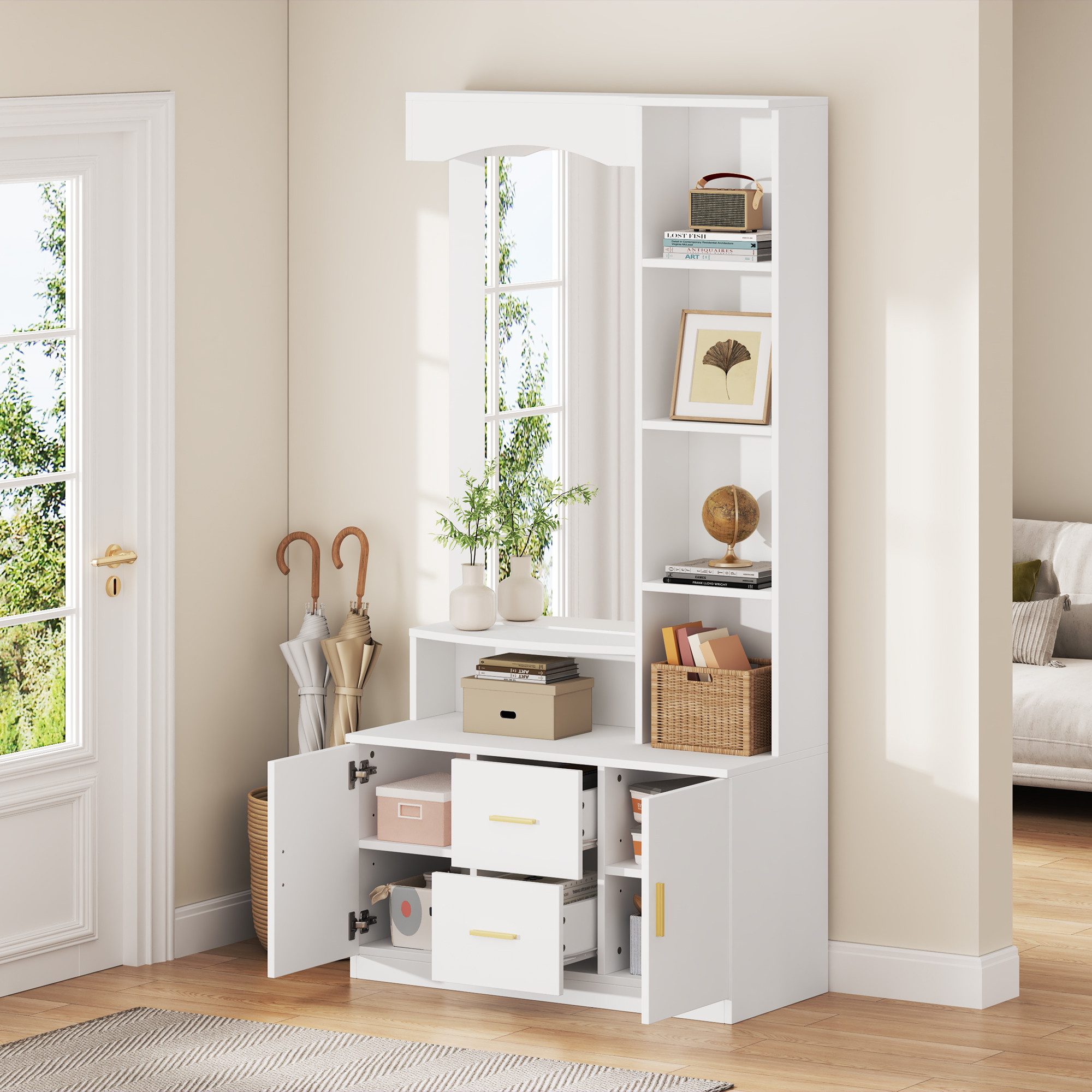 Merax Garderoben-Set mit großem Spiegel, (Diele-Möbel Flurschrank, 1-St., F günstig online kaufen