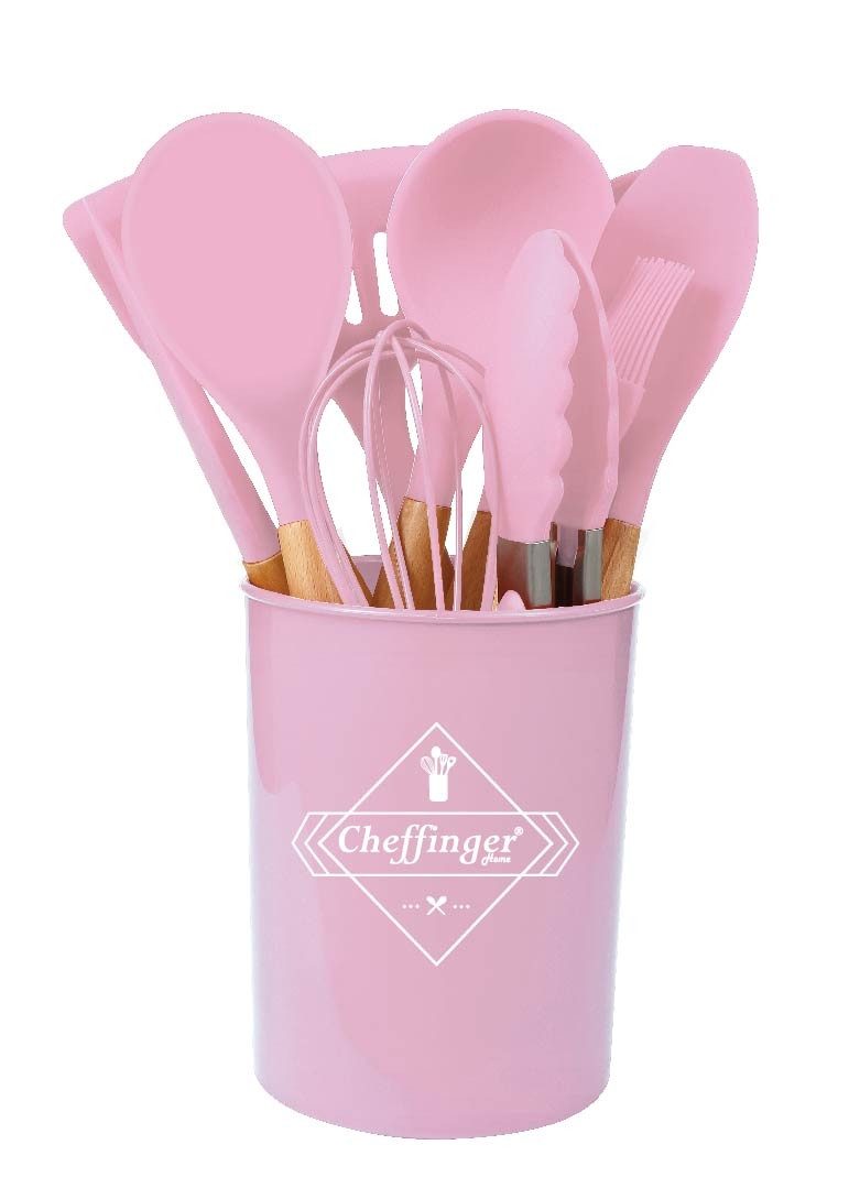 Rungassi Küchenorganizer-Set Küchenhelfer Küchenutensilien Set mit Ständer 12-tlg. pink RUNGASSI