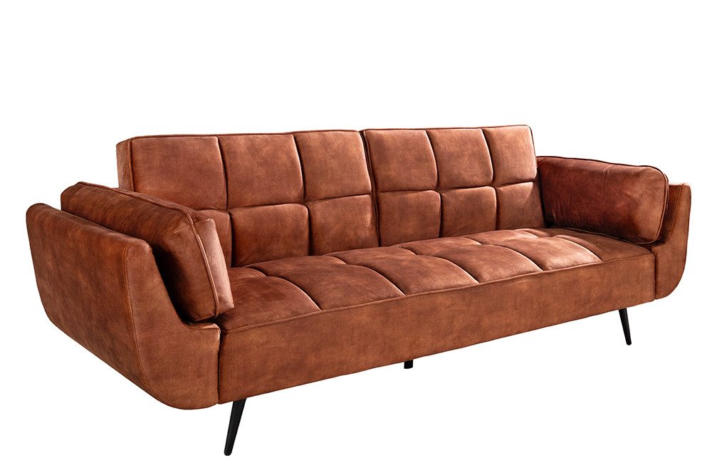 riess-ambiente Schlafsofa BOUTIQUE 215cm rostbraun/schwarz - Samt, Bettfunktion, Nosagefederung, Einzelartikel 1 Teile, Retro Couch inkl. Kissen - ideal für Woh – Bild 2 von 5
