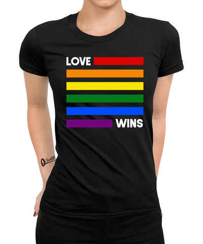 Quattro Formatee Kurzarmshirt Love Wins - Stolz Regenbogen LGBT Gay Pride Damen T-Shirt (1-tlg)