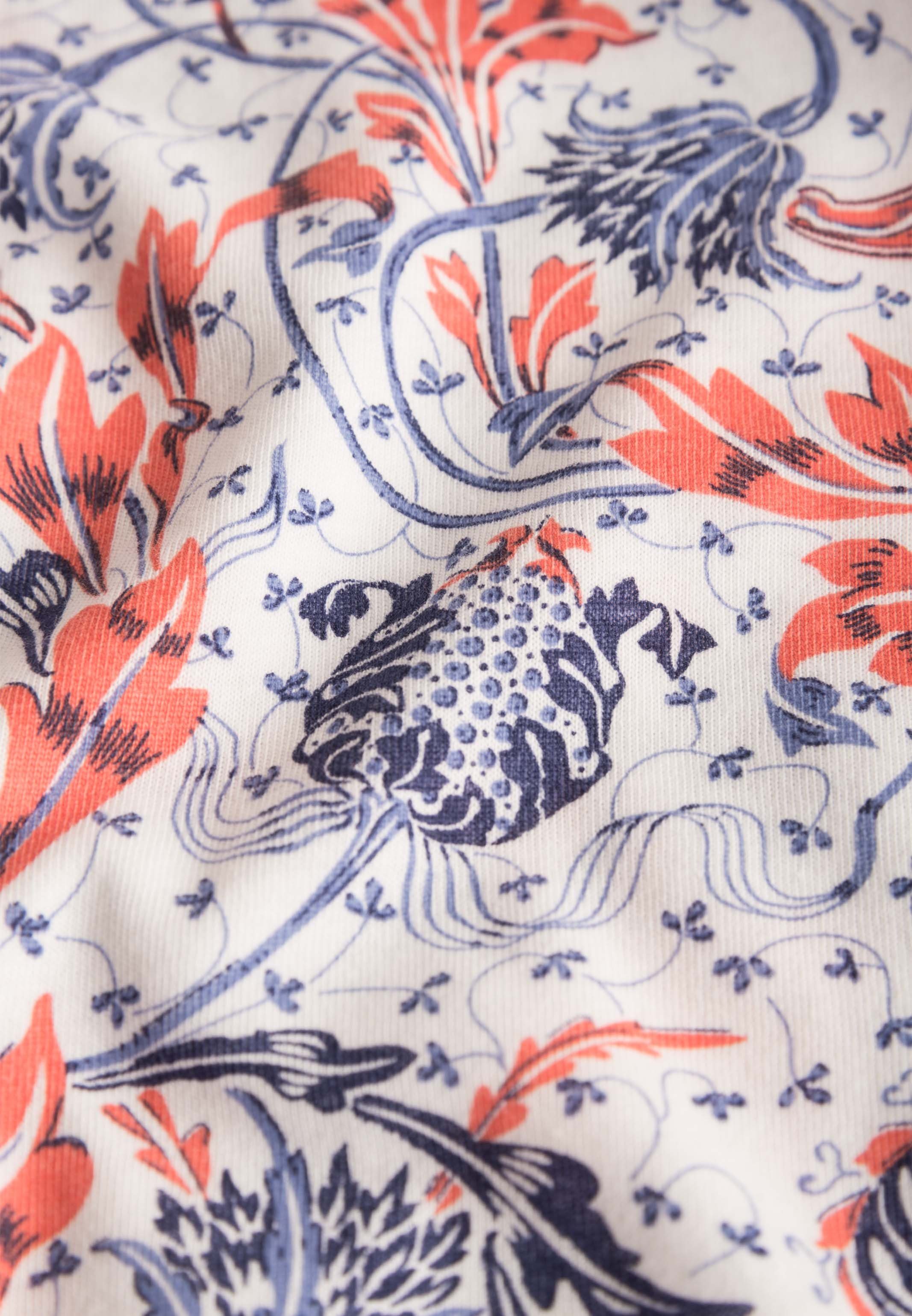 Rösch Nachthemd mit Baumwolle Ärmeln Ornamental - Nachthemd langen - Blue Basic (1-tlg) Sleepshirt