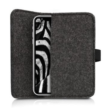 kwmobile Handyhülle Filz Tasche für Smartphones, mit Gummiband - Handy Filztasche Schutztasche - 16,0 x 8,0 cm