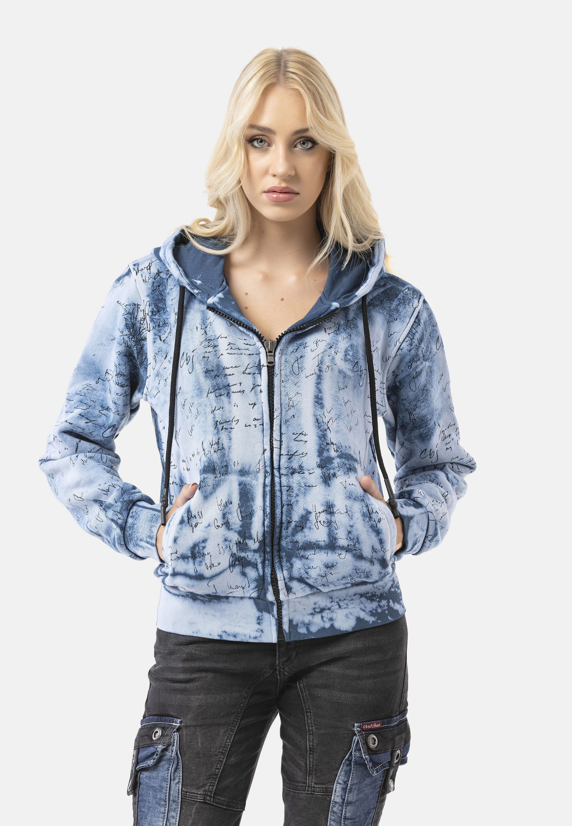 Cipo & Baxx Sweatjacke WL379 (1-tlg) ausdrucksstarkes Tie-Dye-Muster, kombiniert mit Rückenprint