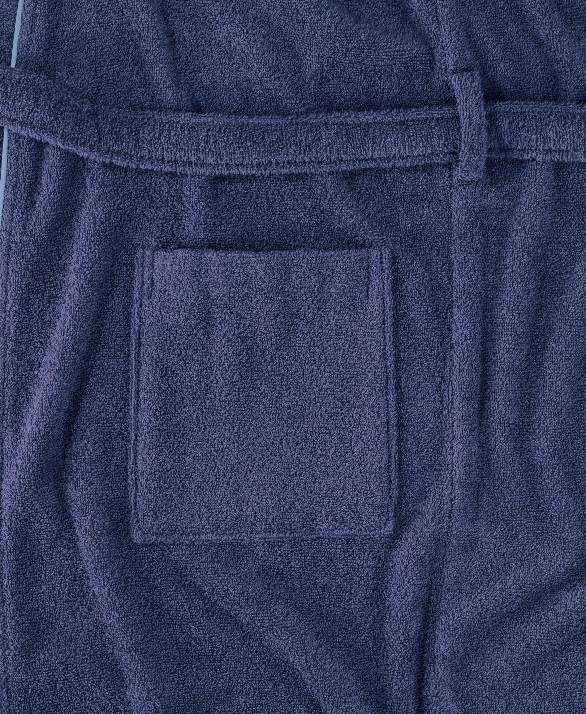 der auf und Chiemsee Baumwolle, Bademantel blau Langform, Logostickerei Bademantel Brust Venice für Chiemsee Herren, Damen Kimono-Kragen, Gürtel,