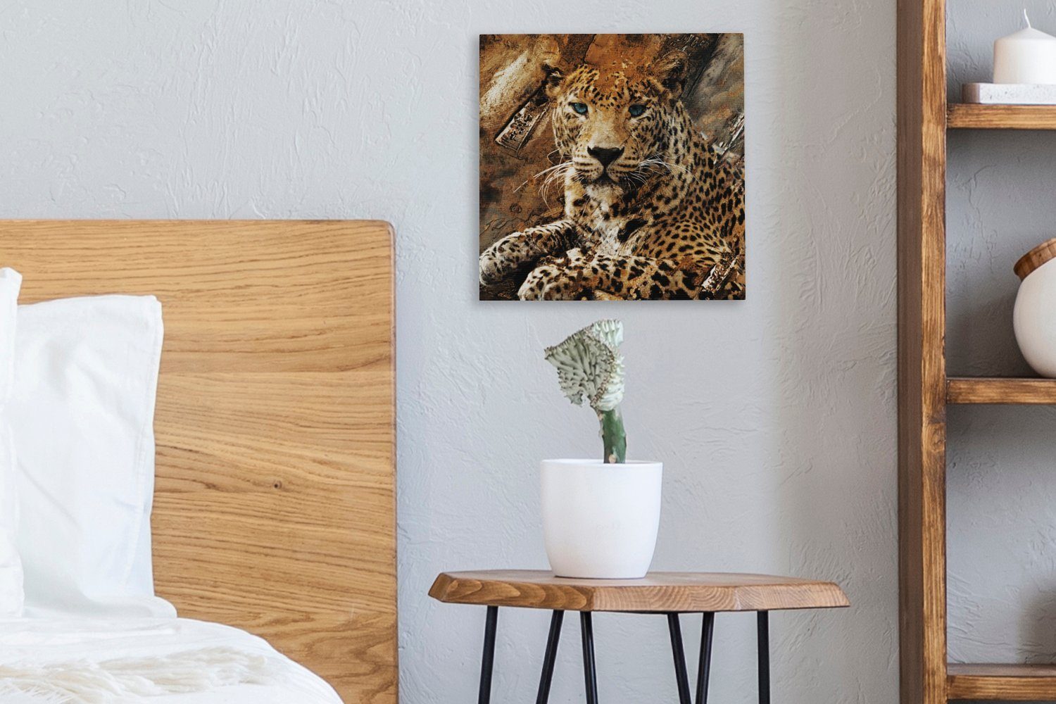 Bilder Leopard Leinwand St), Tiere Wohnzimmer Wild, (1 - Schlafzimmer OneMillionCanvasses® für - Leinwandbild