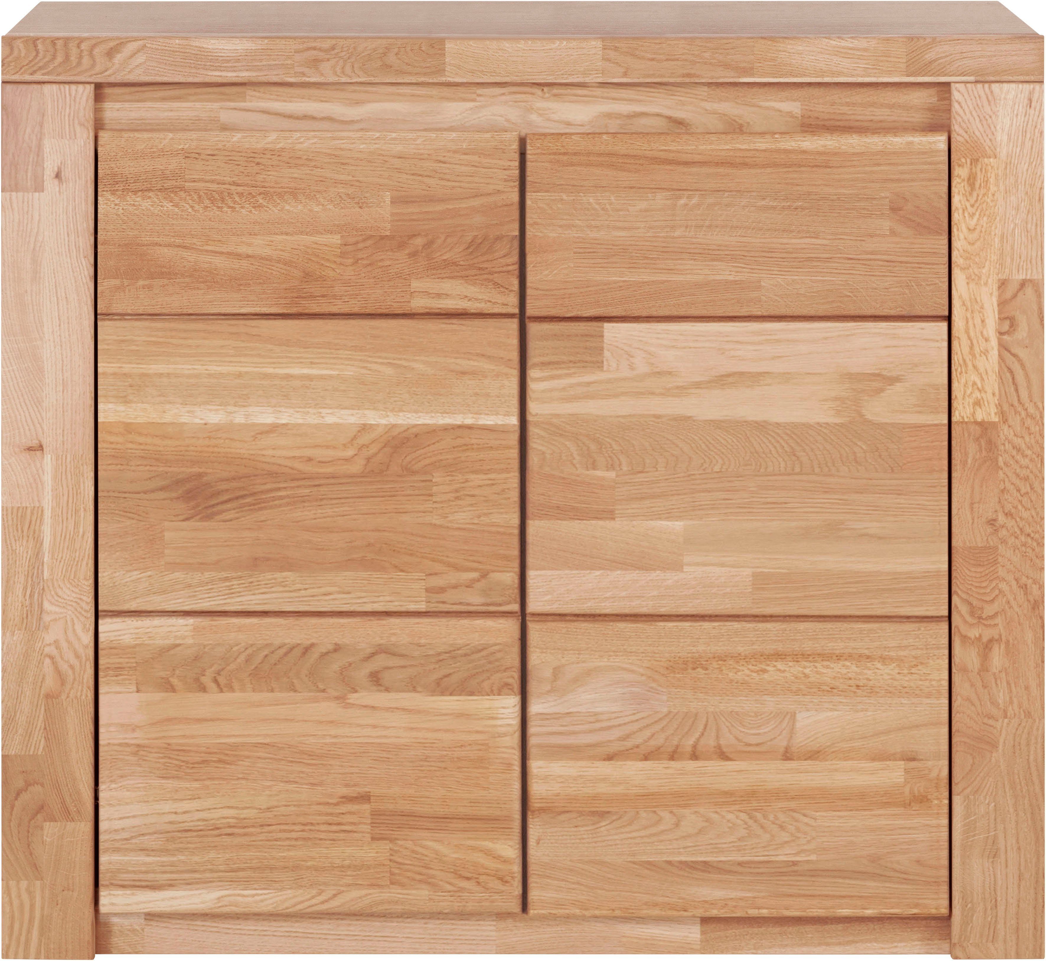 Home affaire Kommode Burano,90cm breit,35 cm tief, Fronten Massivholz, Holz massiv, Holzwerkstoff,2 Türen,2 breite Fächer