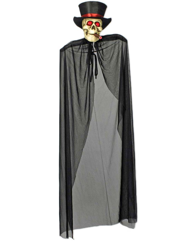 Das Kostümland Dekofigur Halloween Geister Figur mit Zylinder und glühender Zigarre - 150 cm