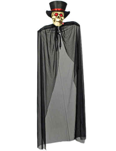 Das Kostümland Dekofigur XL Halloween Geister Figur mit Zylinder und glühender Zigarre - 150 cm - Grusel Party Dekoration