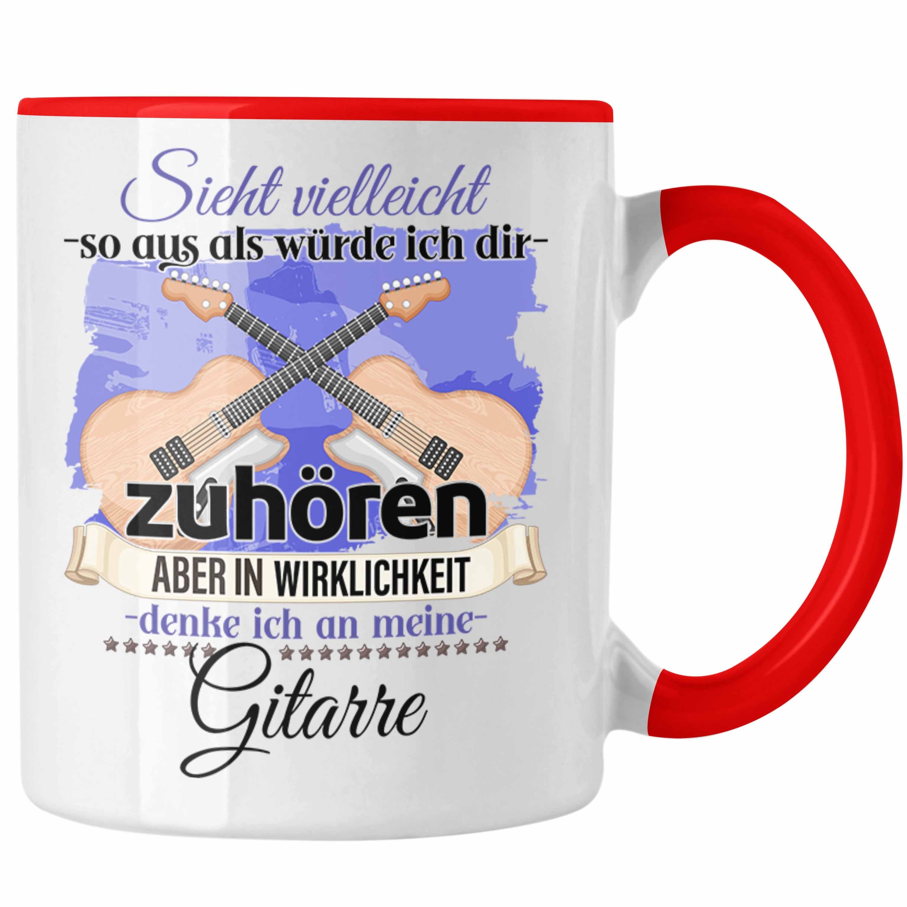 Trendation Tasse Trendation Gesche Geschenk Liebhaber Tasse Rot Gitarren-Spieler - Gitarren