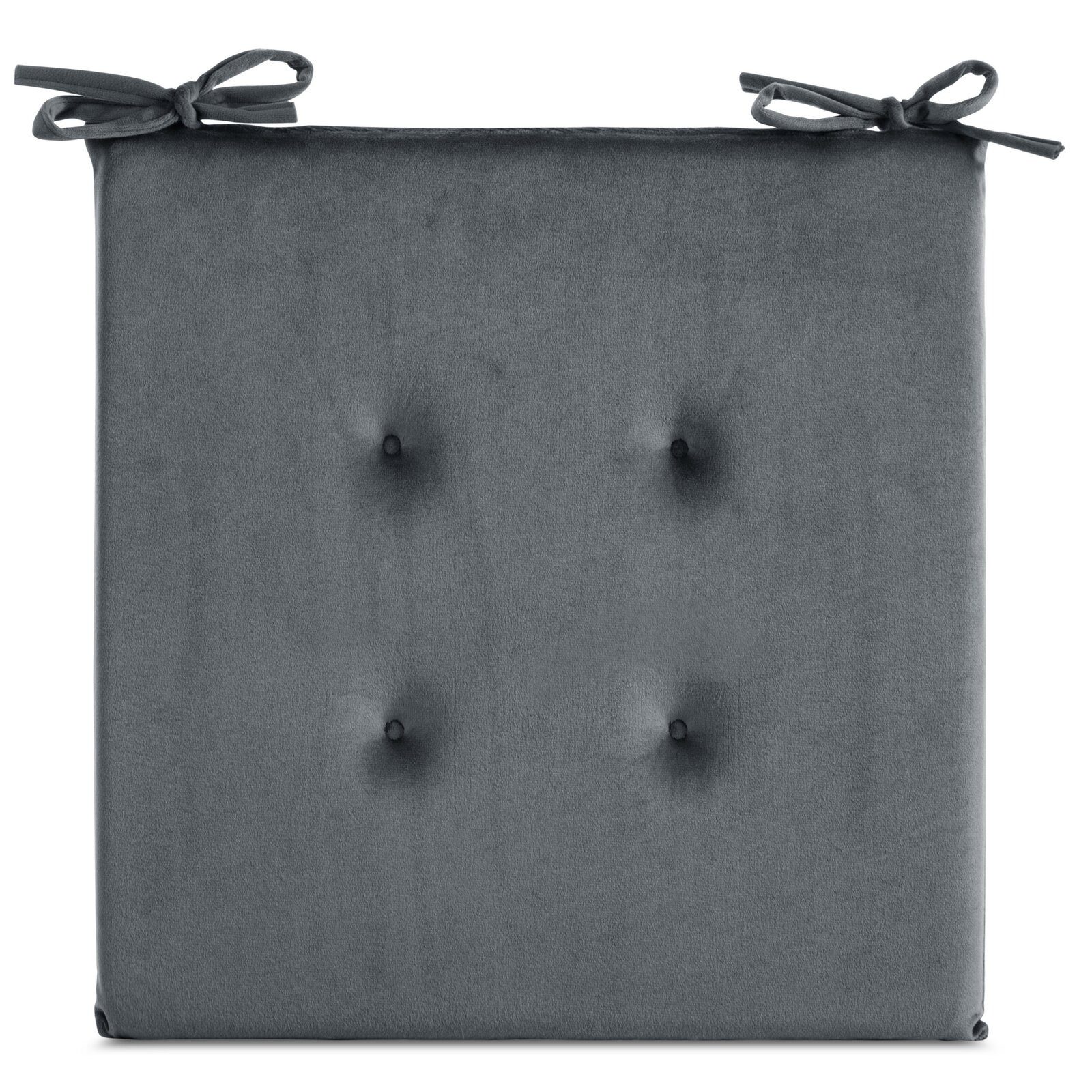 Eurofirany Stuhlkissen Sitzkissen aus Velvet Gesteppte 4 Punkte Einfarbig 40x40 cm, Samt Kissen Velours Sitzkissen mit Schnürchen
