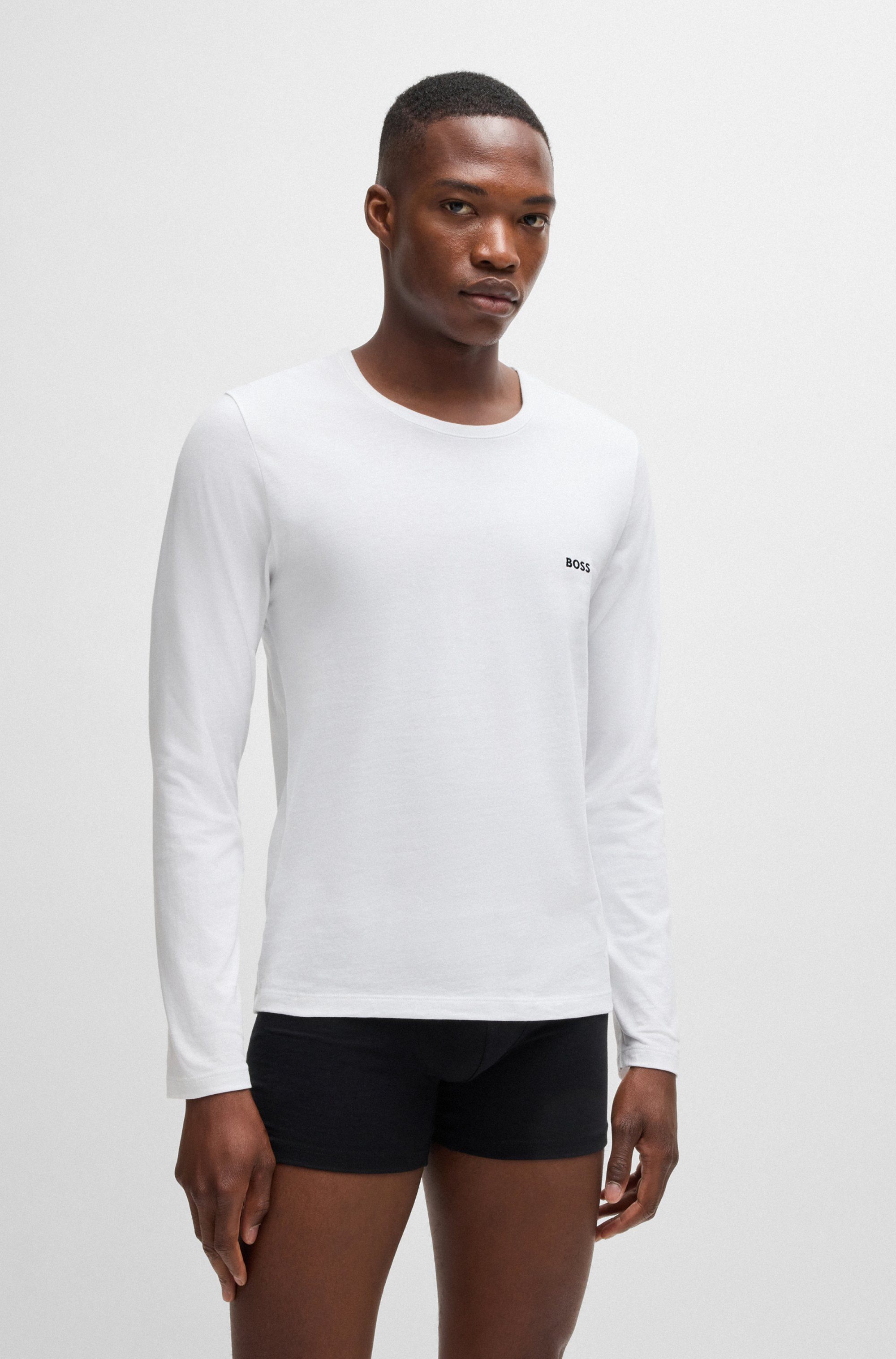 BOSS Langarmshirt longsleeve-Shirt R-Neck Classic COTTON 3pcs/pack (3-tlg) mit BOSS Logo-Schriftzug