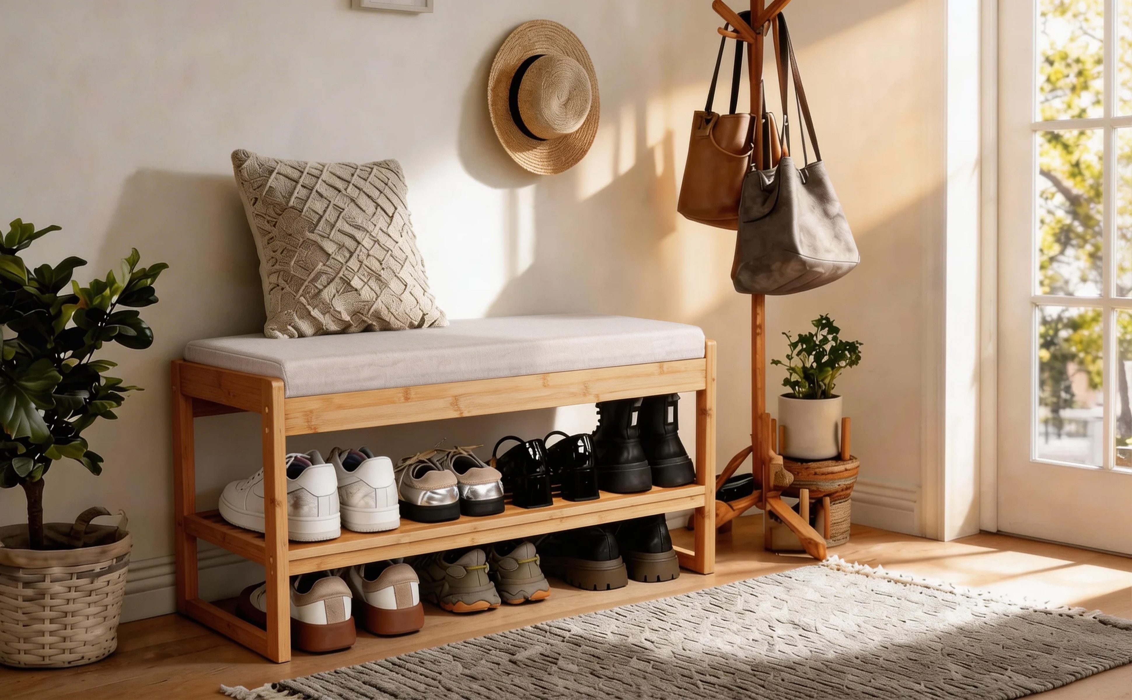 Zedelmaier Schuhbank mit Sitzbank Schuhregal mit Sitzbank und Polster (incl. seat cushion)