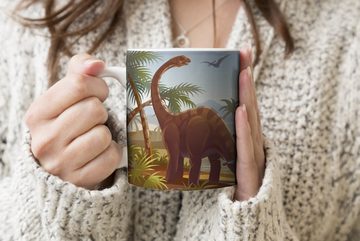 MuchoWow Tasse Dinosaurier - Landschaft - Tropisch - Kinder - Jungen, Keramik, Kaffeetassen, Teetasse, Becher, Teetasse, Geschenk