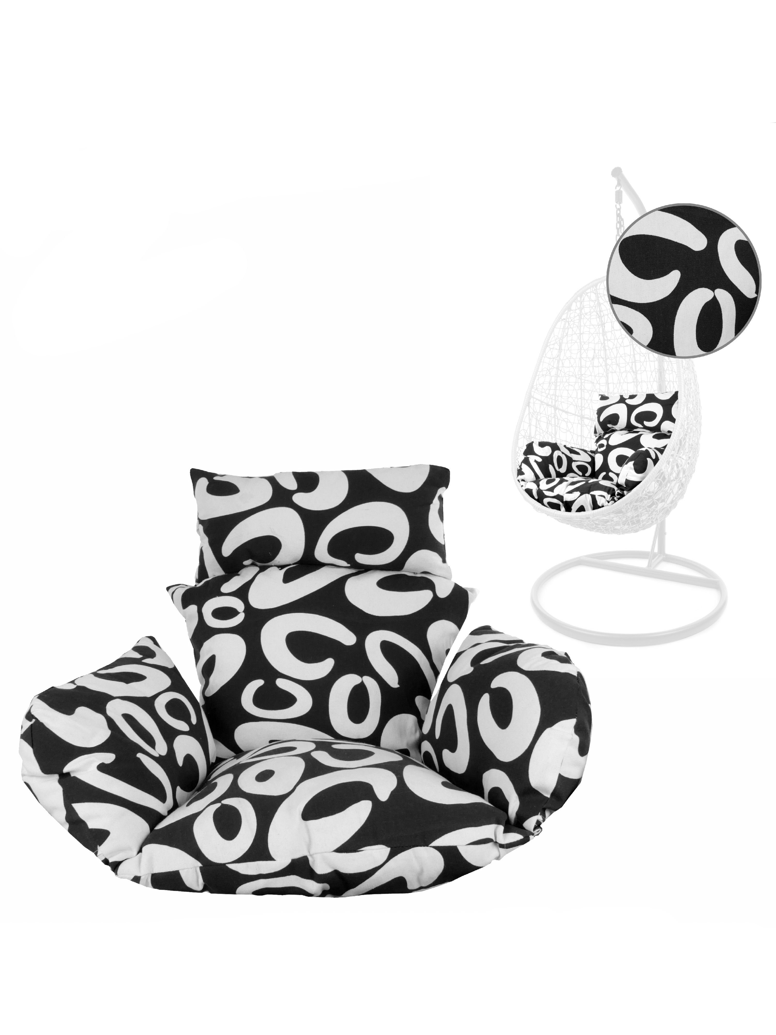 KIDEO Sitzkissen Nest-Kissen verschiedene Muster, (1 St), Polsterkissen, gemütlich, mit Reißverschluss, verschiedene Muster schwarz-weiß gemustert (9910 curly black)