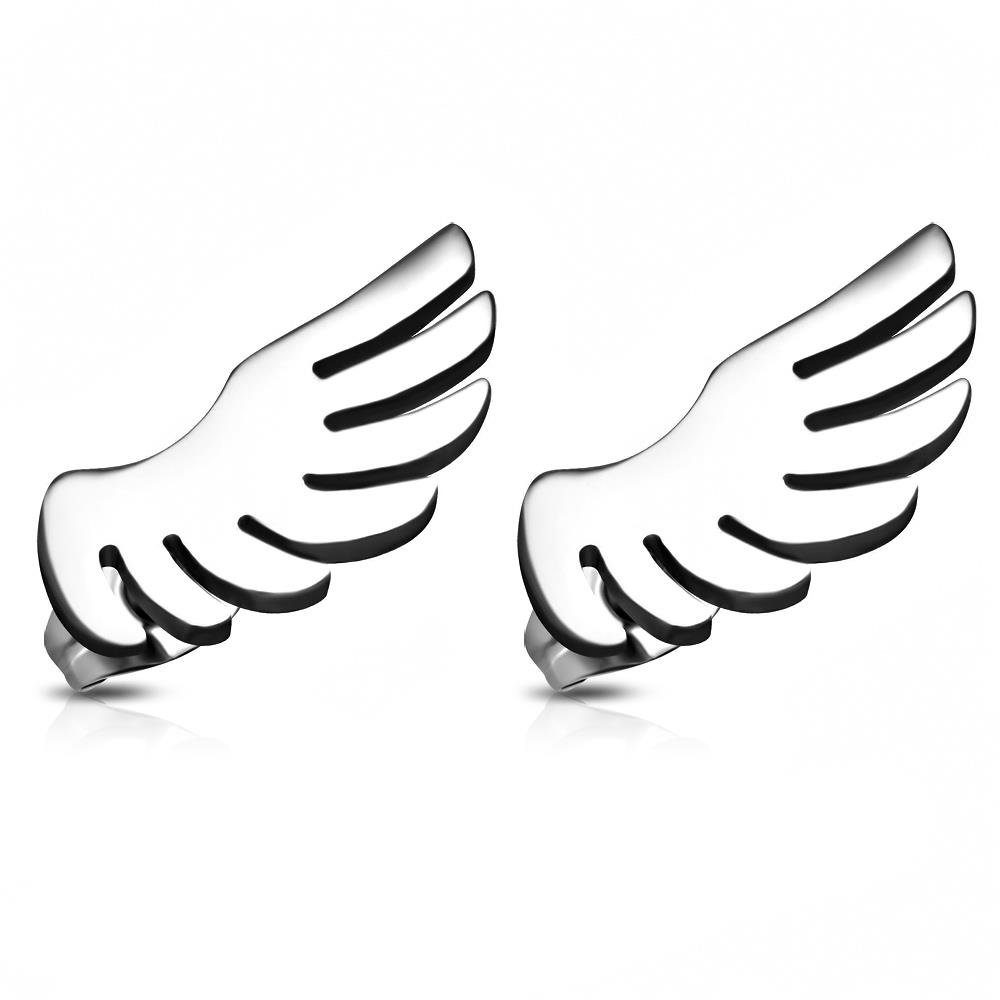 BUNGSA Ohrring-Set Ohrstecker Engelsflügel Silber aus Edelstahl Unisex (1 Paar (2 Stück), 2-tlg), Ohrschmuck Ohrringe
