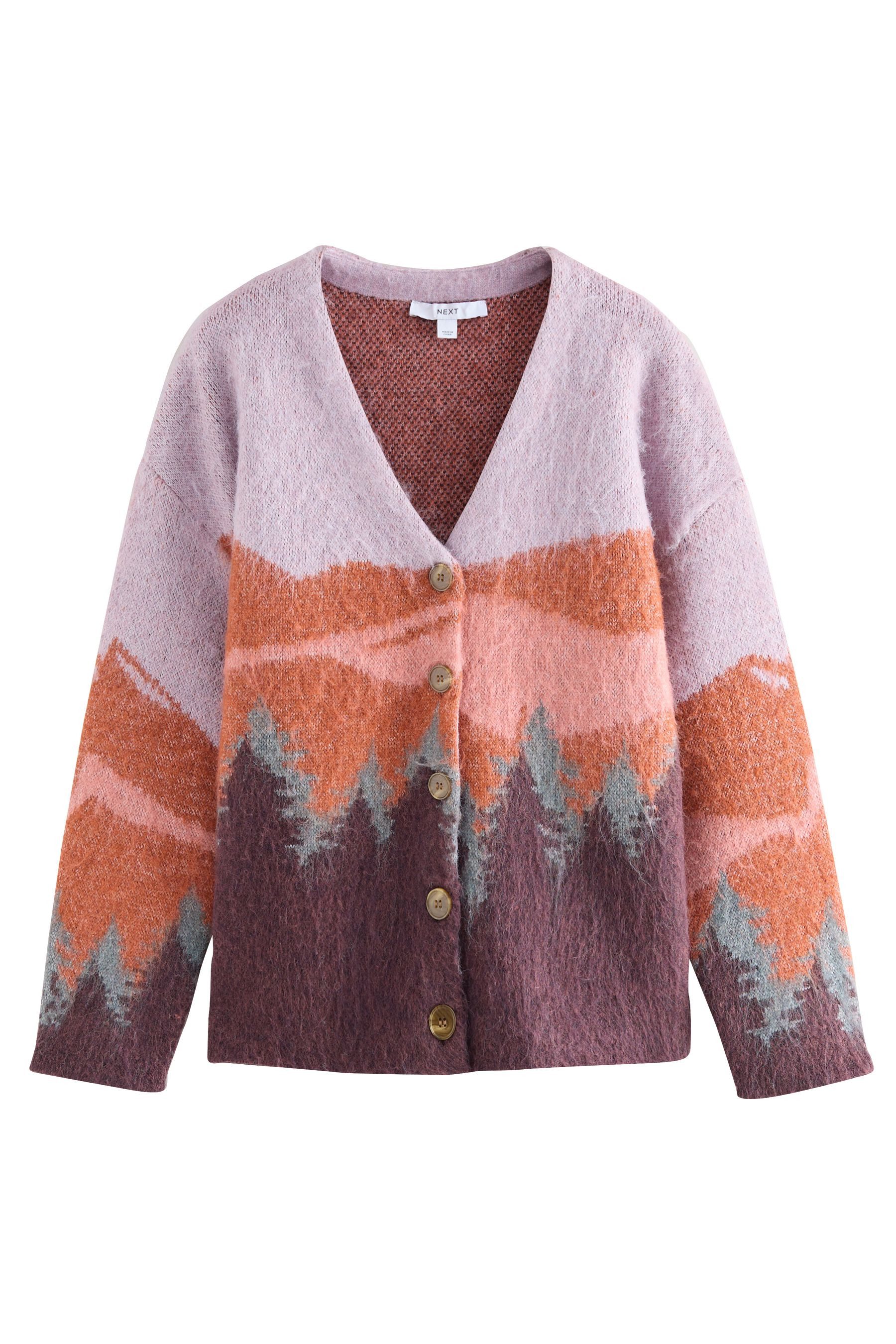 Next Strickjacke Angeraute Strickjacke mit V-Ausschnitt (1-tlg) günstig online kaufen