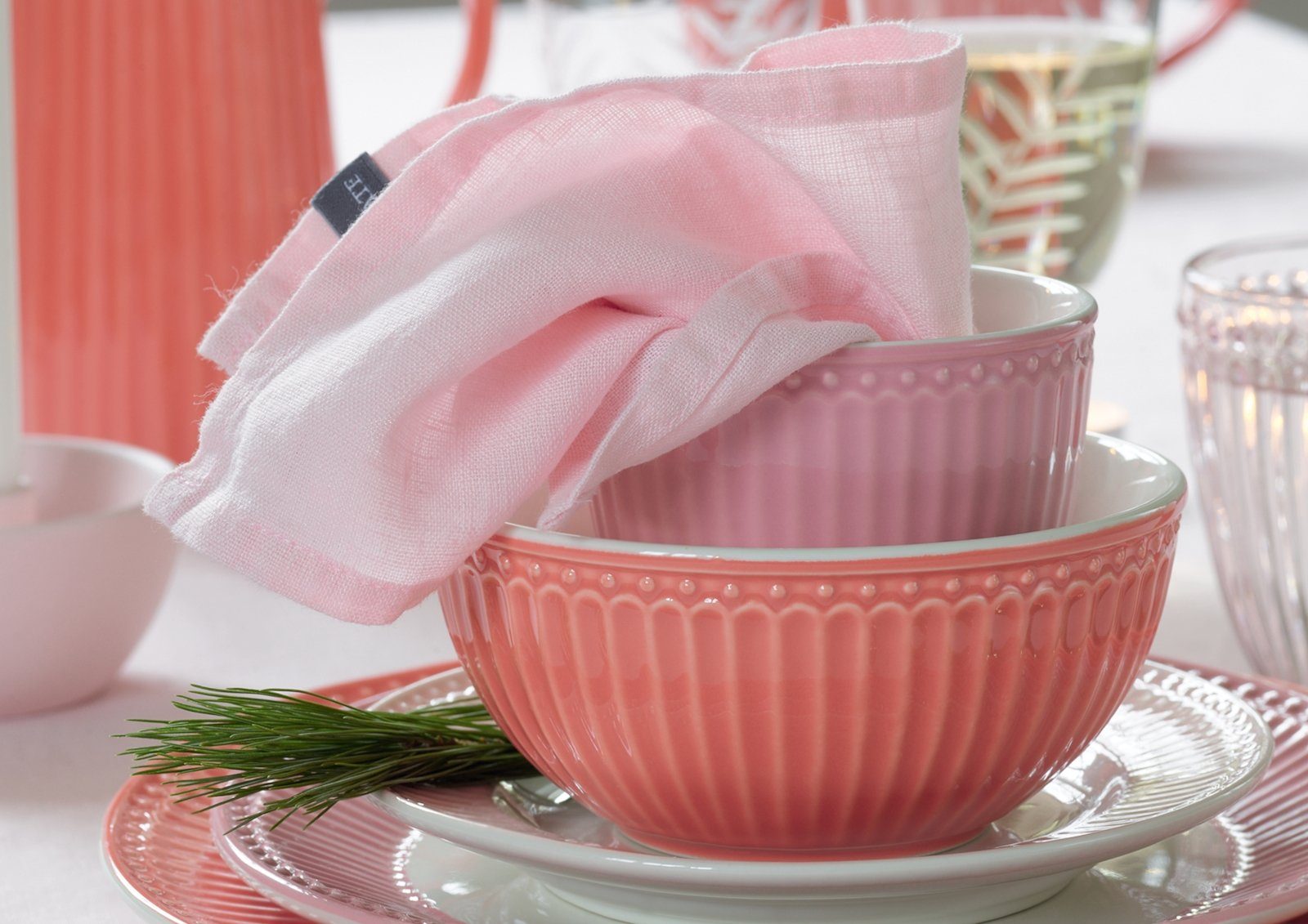 Greengate Kaffeeservice Alice Latte Cup dusty rose 0,3 l Set6, Steinzeug