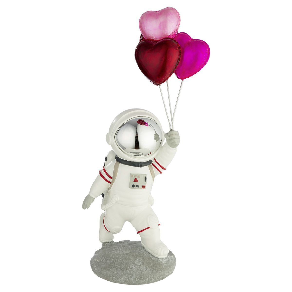 GILDE Dekoobjekt 60111 – Astronaut „Michael“ mit Herzen-Balloons – Kunstharz – 39 cm