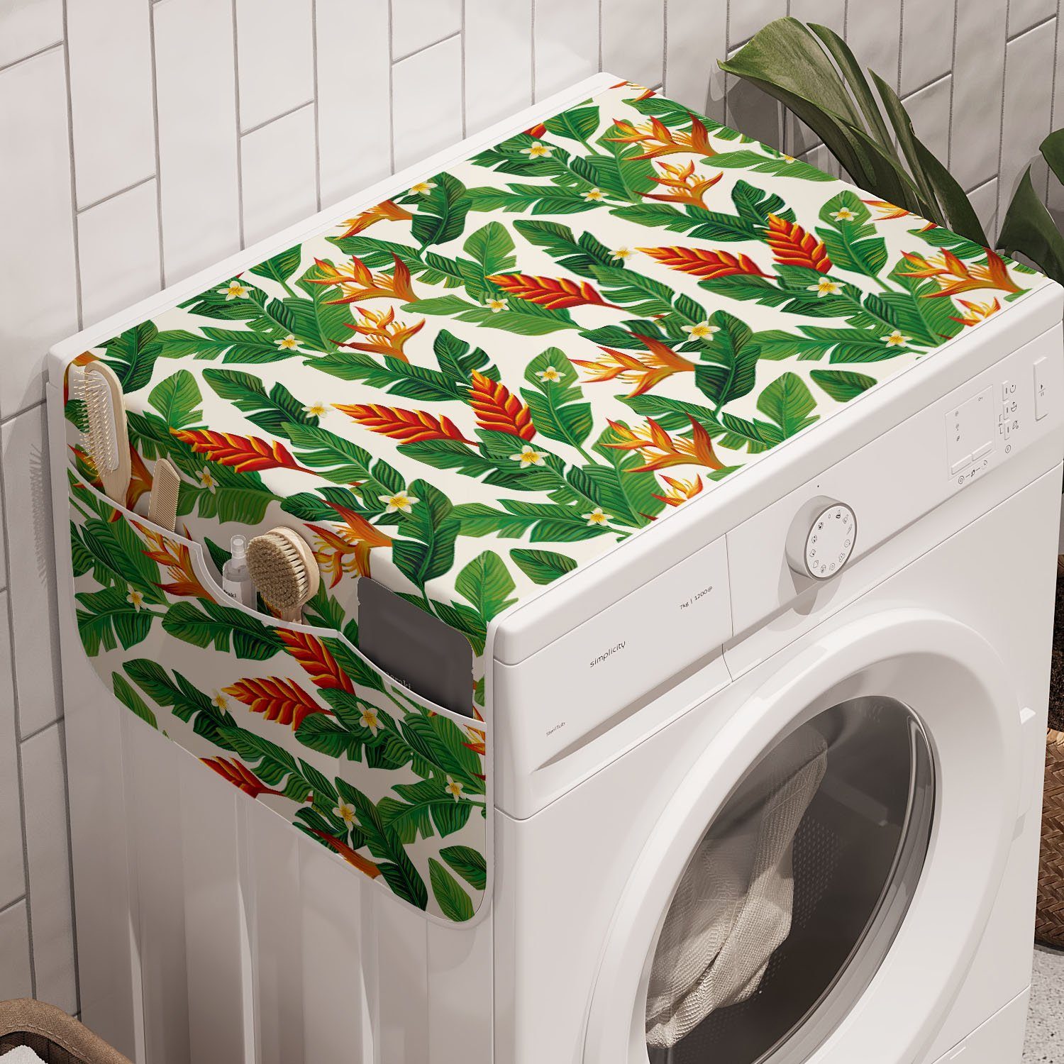 Badorganizer Vibrant Trockner, Banana Abakuhaus für und Kunst Botanisch Anti-Rutsch-Stoffabdeckung Waschmaschine Leaves