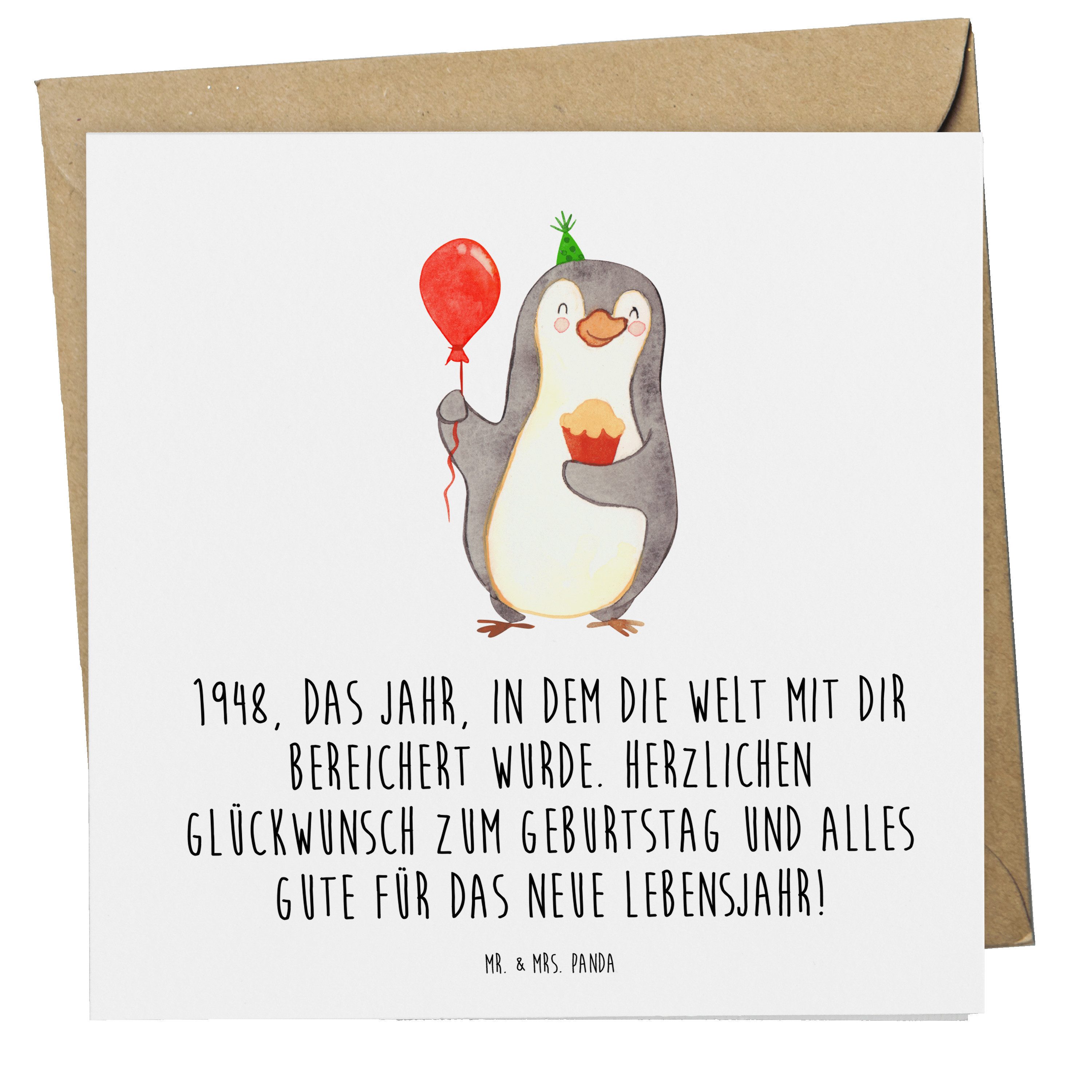 Grußkarte 1948 Geburtstag - Weiß - Geschenk, herzliche Glückwünsche, Klappkarte