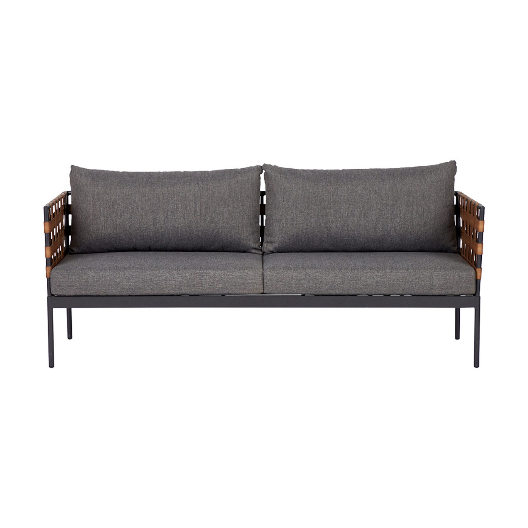 riess-ambiente Loungesofa UNIQUE 185cm schwarz / braun / grau · Outdoor-2-Sitzer aus Aluminium, Einzelartikel 1 Teile, inkl. Kissen · wetterfest · Balkon/Terrasse/Garten · Rattan-Geflecht