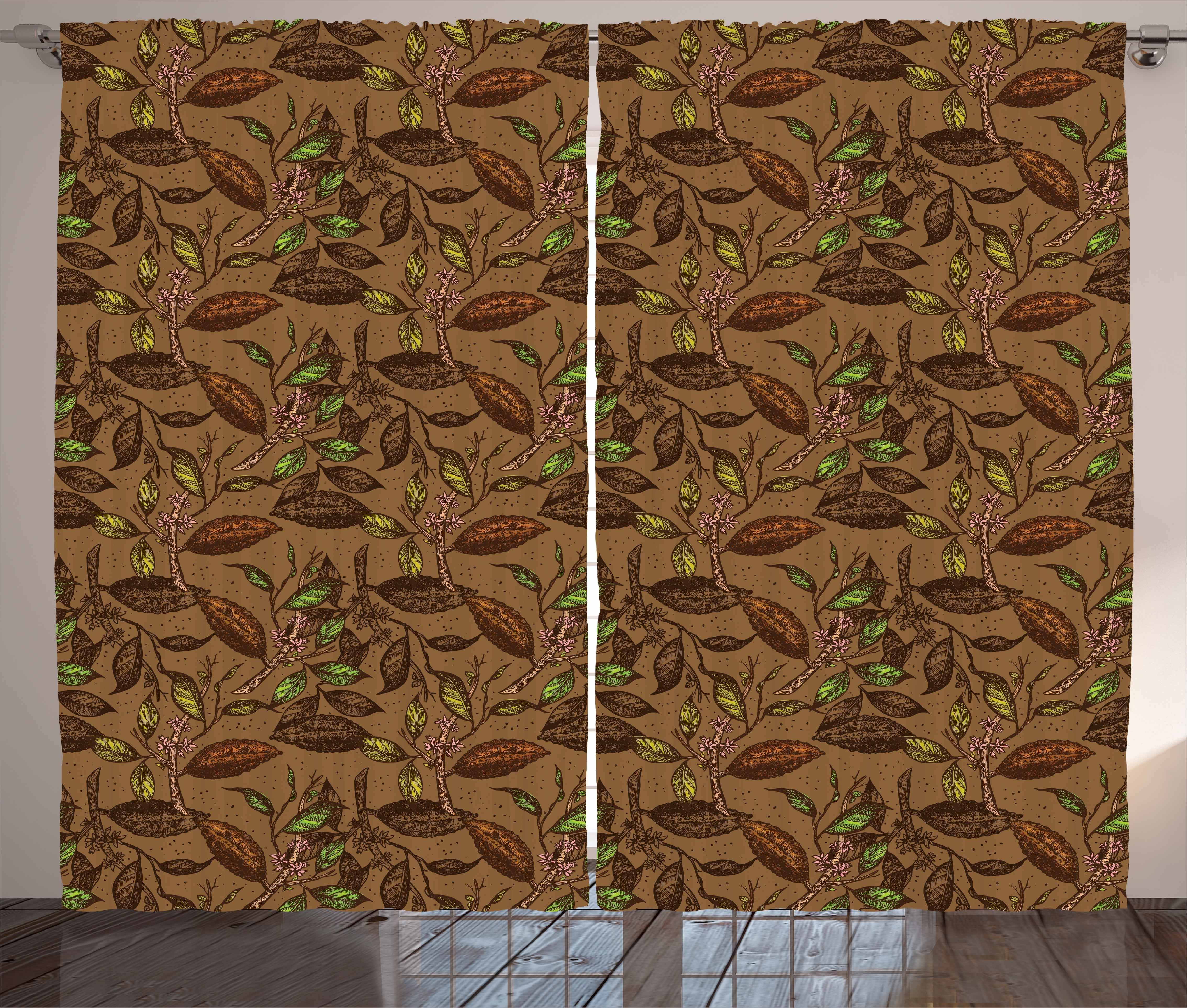 Vorhang Gardine Theme Abakuhaus, Schlafzimmer und Kakaopflanzen Kräuselband Schlaufen mit Haken, Kakao Wachstum
