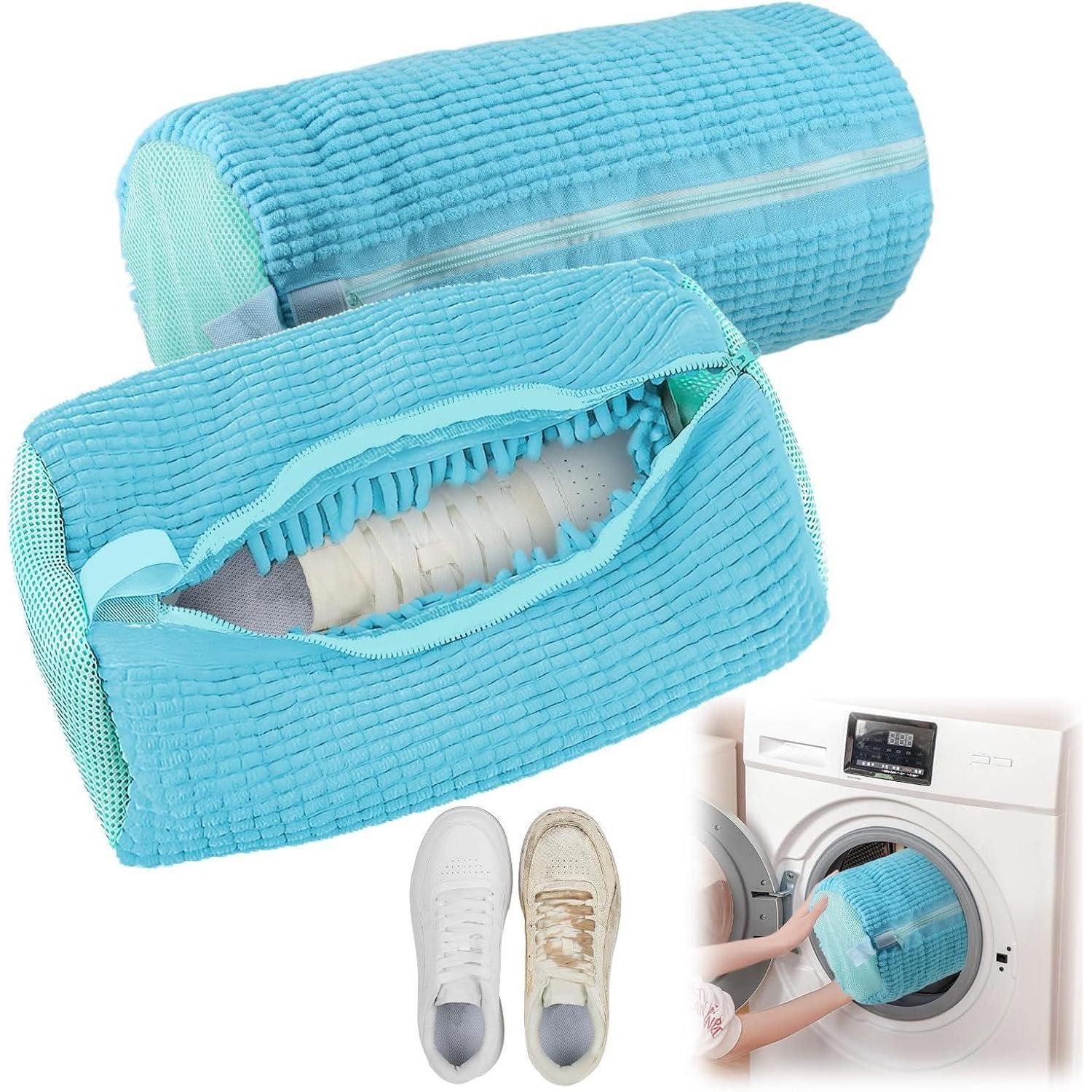 LuxusKollektion Галоши Schuhwaschbeutel Waschmaschine wiederverwendbar 2 Hellblau-2 Stück