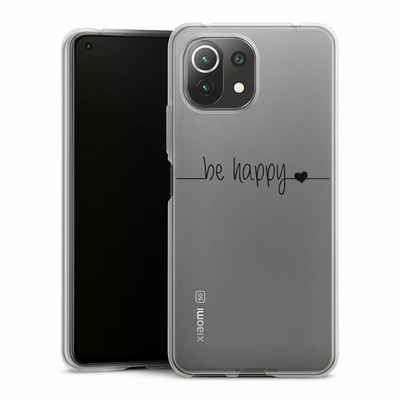 DeinDesign Handyhülle Statement Glück Motiv ohne Hintergrund be happy transparent, Xiaomi Mi 11 Lite 5G NE Silikon Hülle Bumper Case Handy Schutzhülle