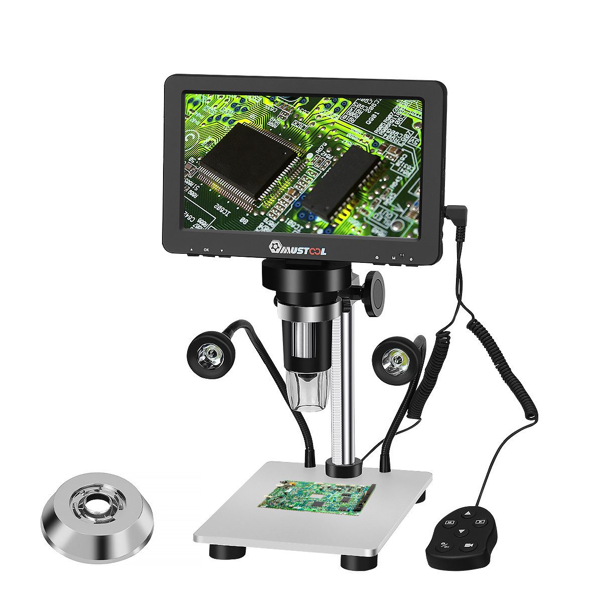 Insma Digitalmikroskop (7 Zoll 12MP 1200X 1080P HD mit Reflektorabdeckung, LED-Licht, Fokus)