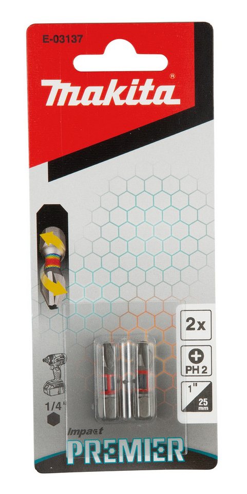 Thumbnail - Makita Werkzeug GmbH Bohrer- und Bitset Makita Torsion Bit PH2 Impact Premier PH2 25 mm 2 Stück E-03137
