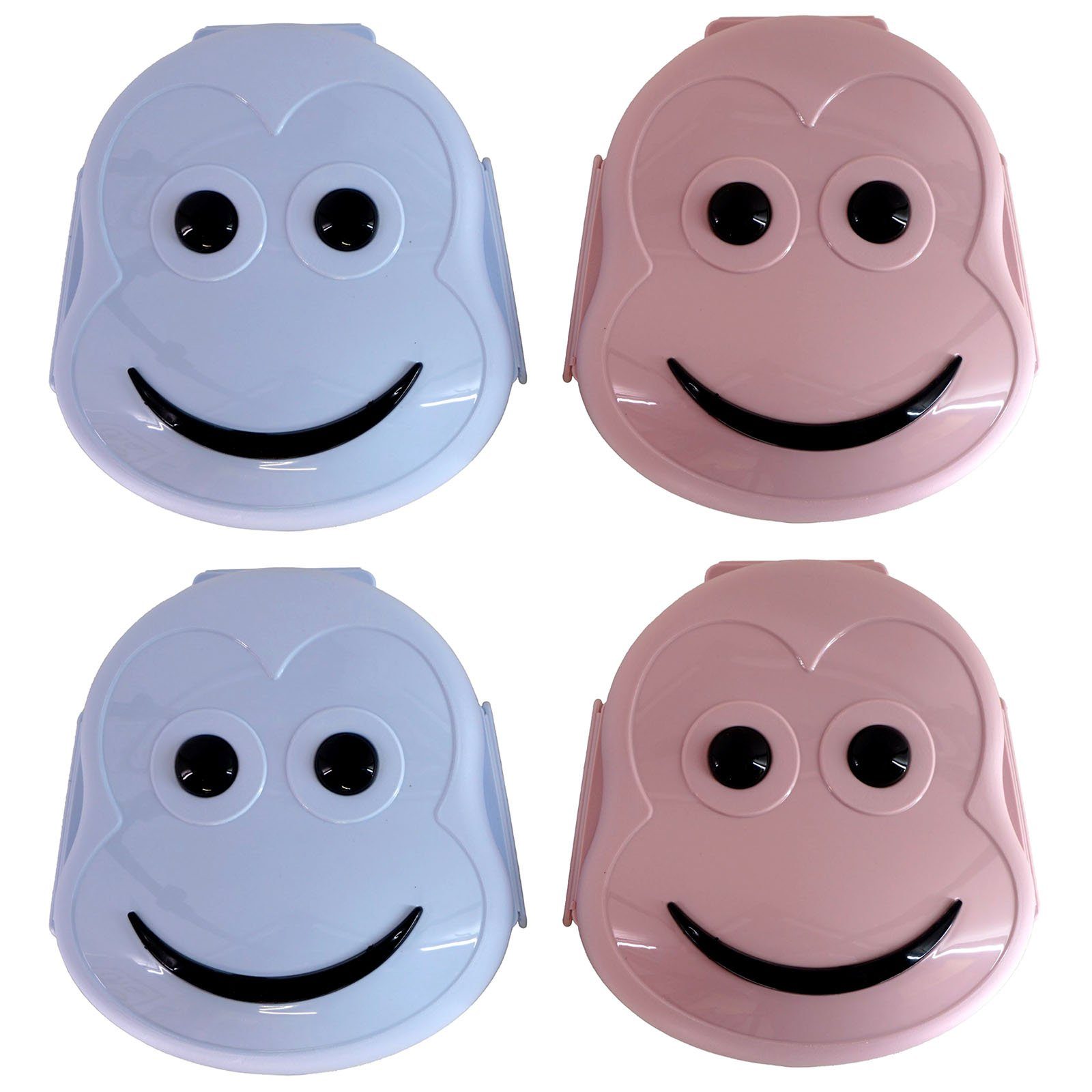 HAC24 Lunchbox Kinder Brotdose Brotbox Frühstücksbox Vesperbox Vesperdose, Kunststoff, (4-tlg), Affenkopf Design mit Klick Verschluss