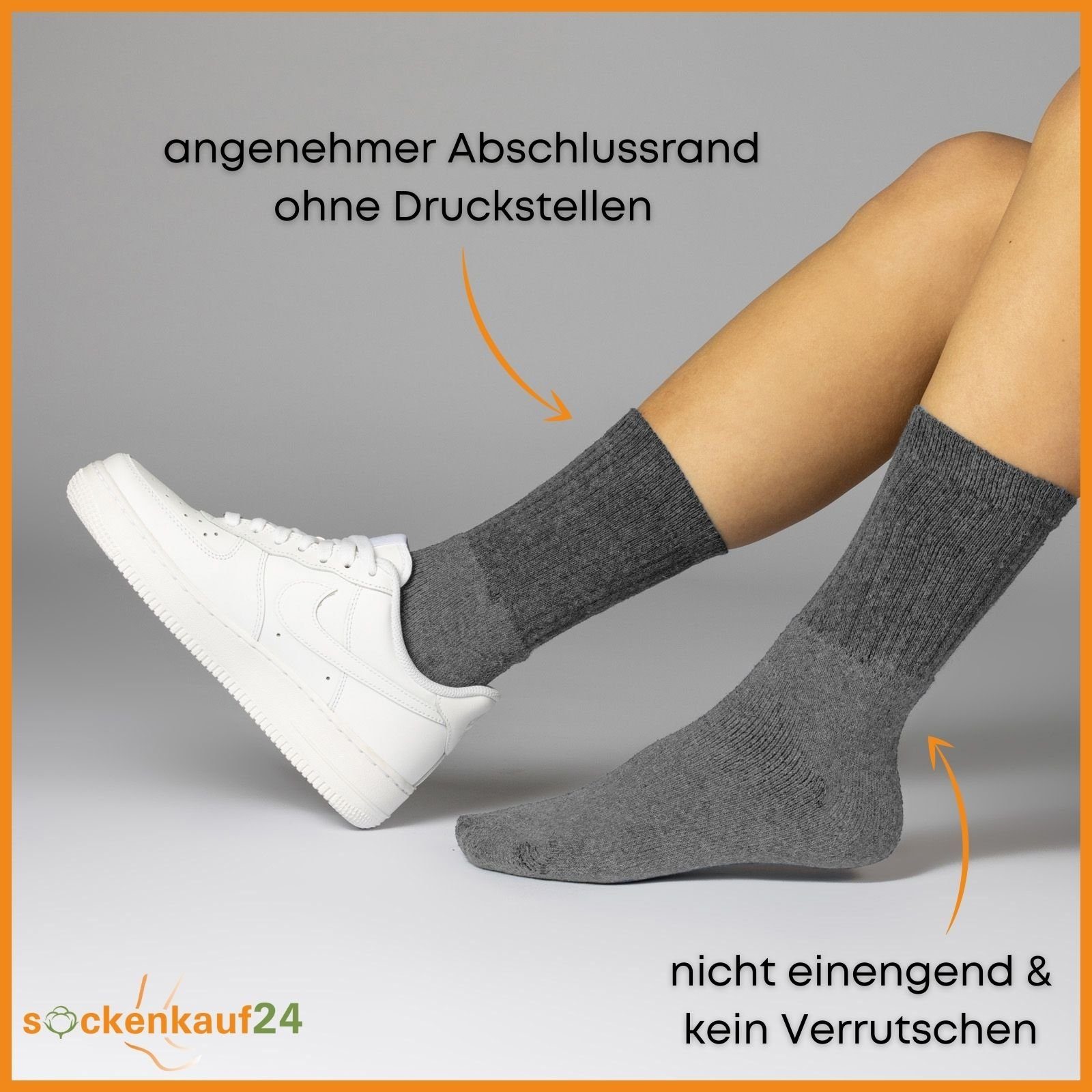 sockenkauf24 Tennissocken 10, 20, 30 Paar Sportsocken Arbeitssocken Herren & Damen (Anthazit, 20-Paar, 43-46) Socken Baumwolle 10100 – Bild 4 von 5