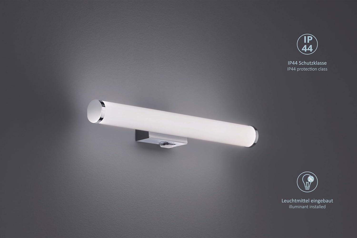 lightling LED Wandleuchte Leo, LED fest integriert, Warmweiß, mit Ein- und Ausschalter, IP44