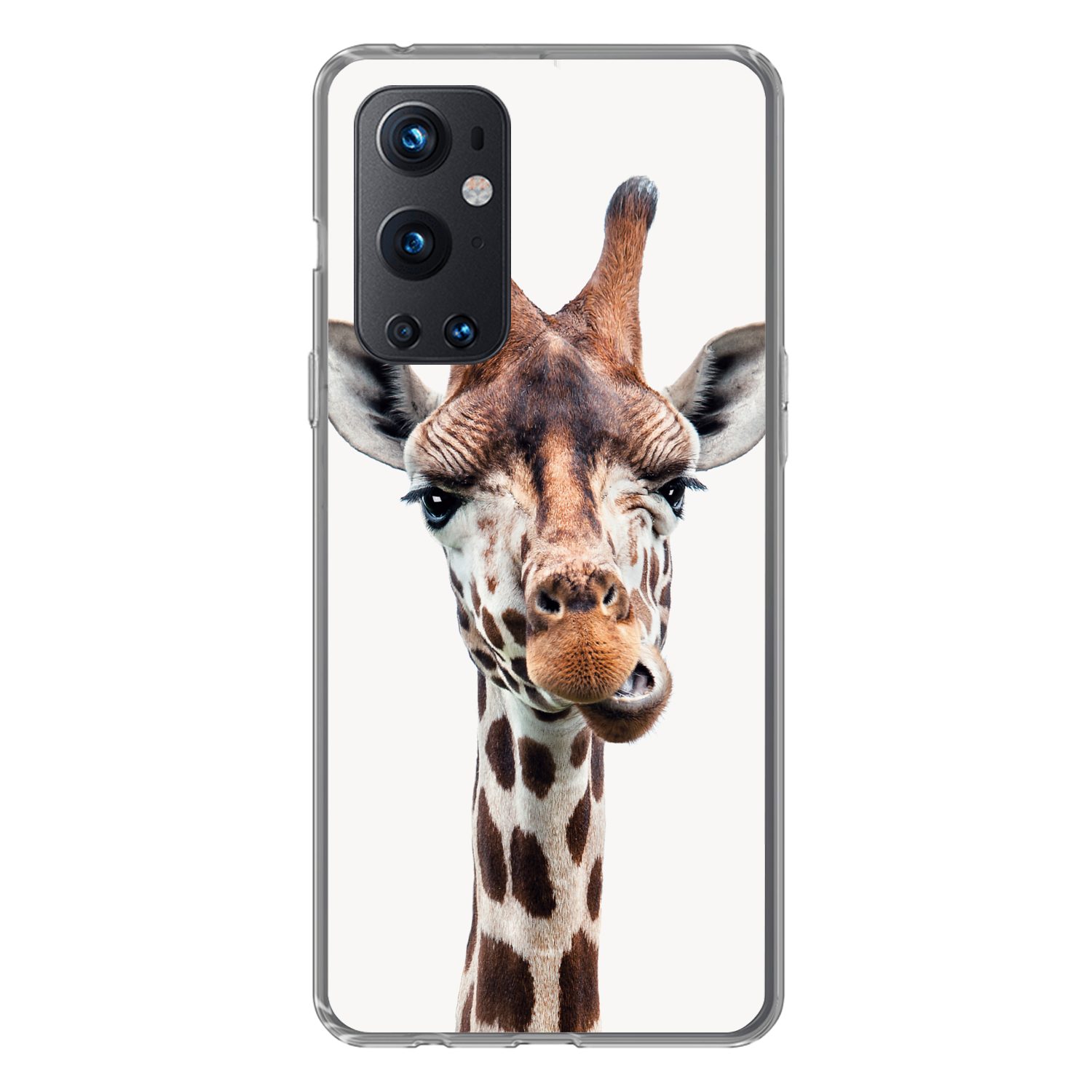 MuchoWow Handyhülle für OnePlus 9 Pro Jungen - Giraffe - Tiere - Kopf - Porträt - Kind - M, Phone Case, Silikon, Schutzhülle Dünn