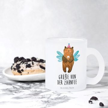 Mr. & Mrs. Panda Teeglas Bär Zahnfee - Transparent - Geschenk, Glas Teetasse, Tasse mit Henkel, Premium Glas, Edler Aufdruck