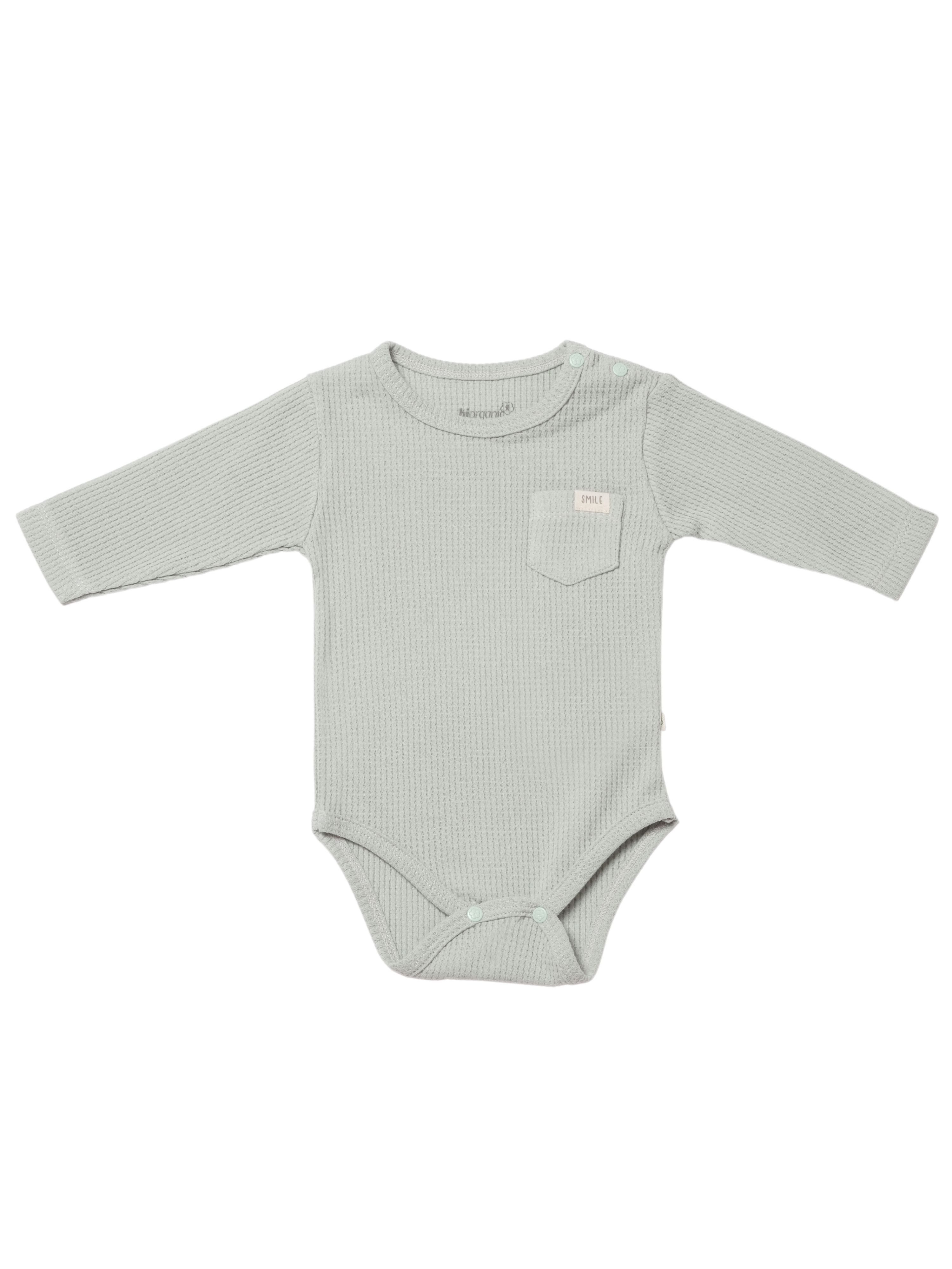 biorganic Langarmbody Waffle Smile für Jungen und Mädchen, Unisex, Baby Body (1-tlg) Waffelmuster, Bio-Baumwolle, Размер 56 - 86