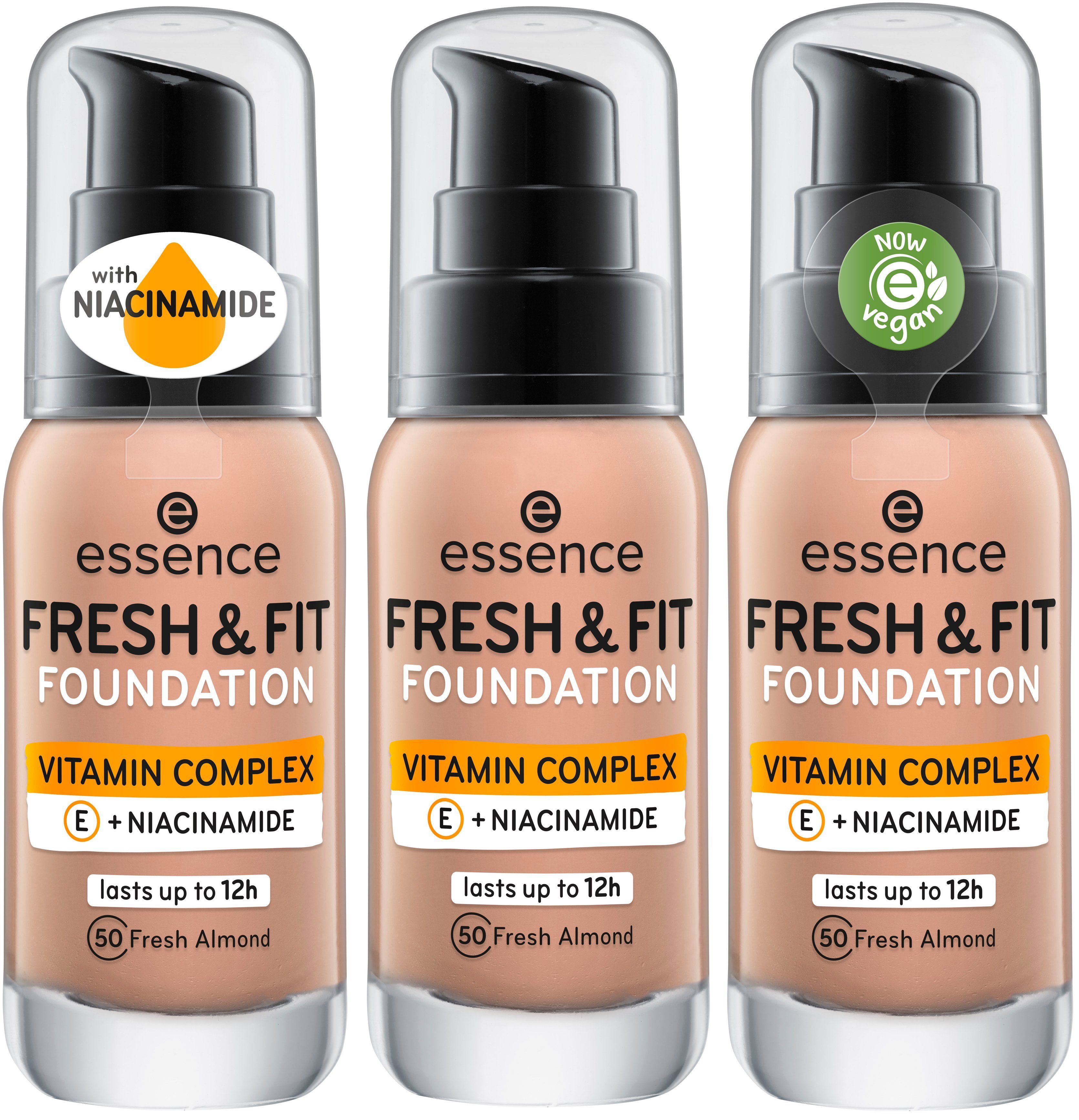 Essence Foundation FRESH fresh almond 3-tlg. & FIT FOUNDATION